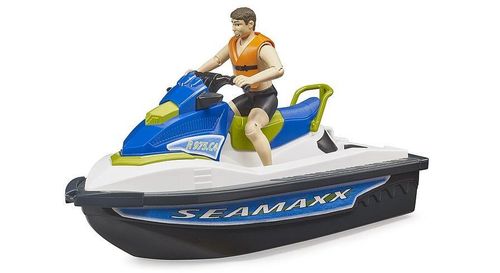 personal water craft with driver on white background- front view