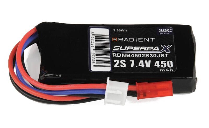 Radient LiPo 2S 450mAh 7.4V 30C with JST Conenctor