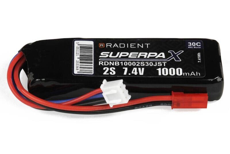 Radient LiPo 2S 1000mAh 7.4V 30C with a JST connector
