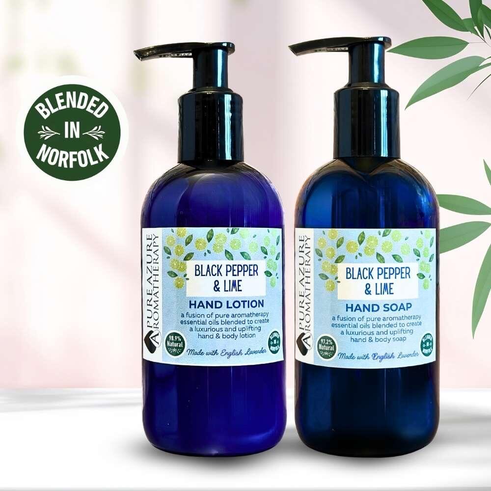 Black pepper and lime liquid soap and lotion set