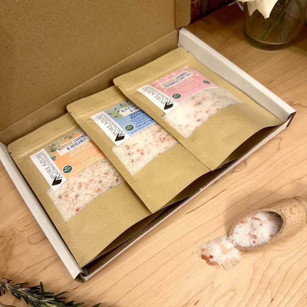 Bath salts gift set - soothing, balancing and uplifting