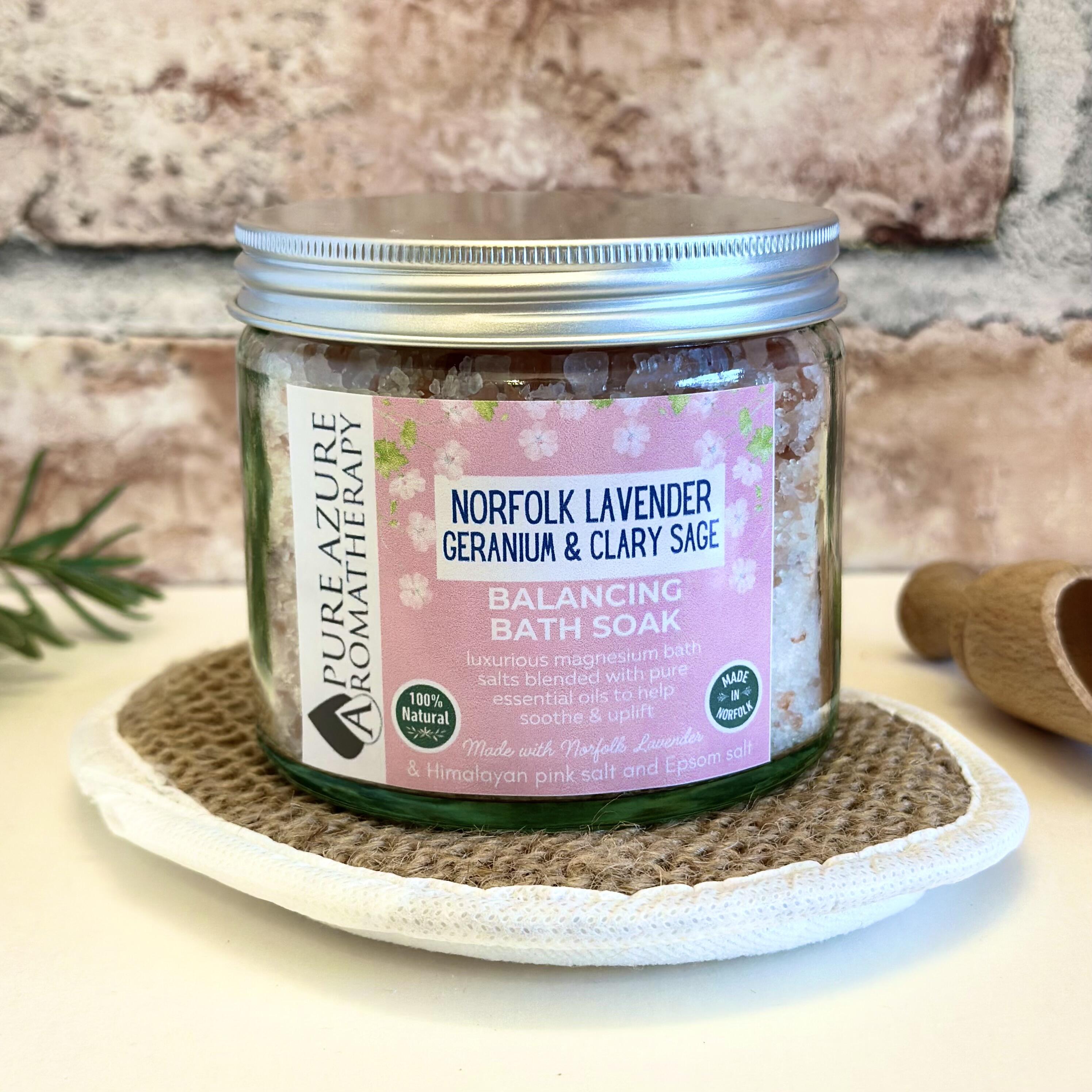 English Lavender, Geranium & Clary Sage Balancing Bath soak