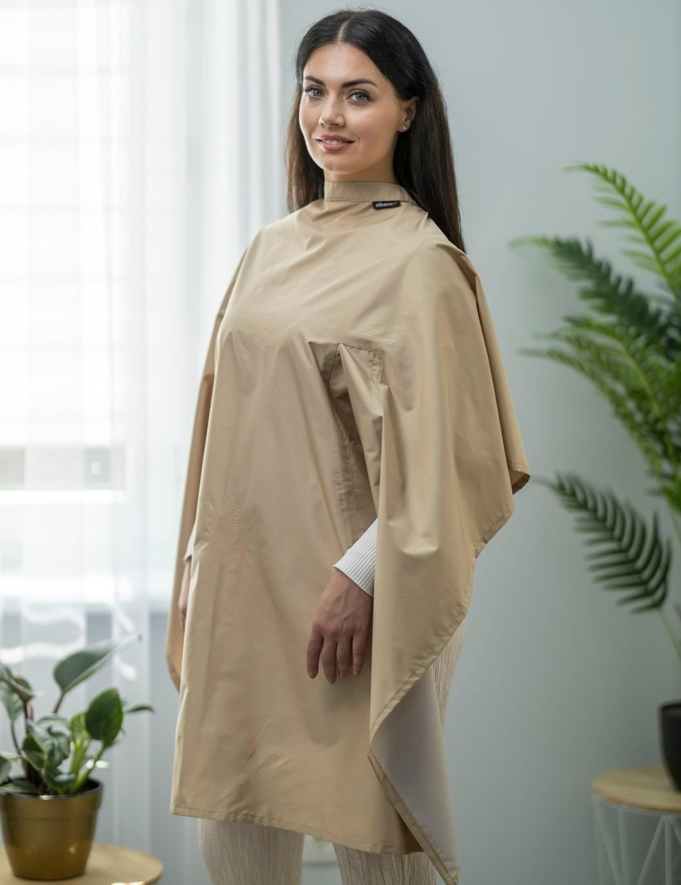 Washable cappuccino hair cutting cape with arm openings USA