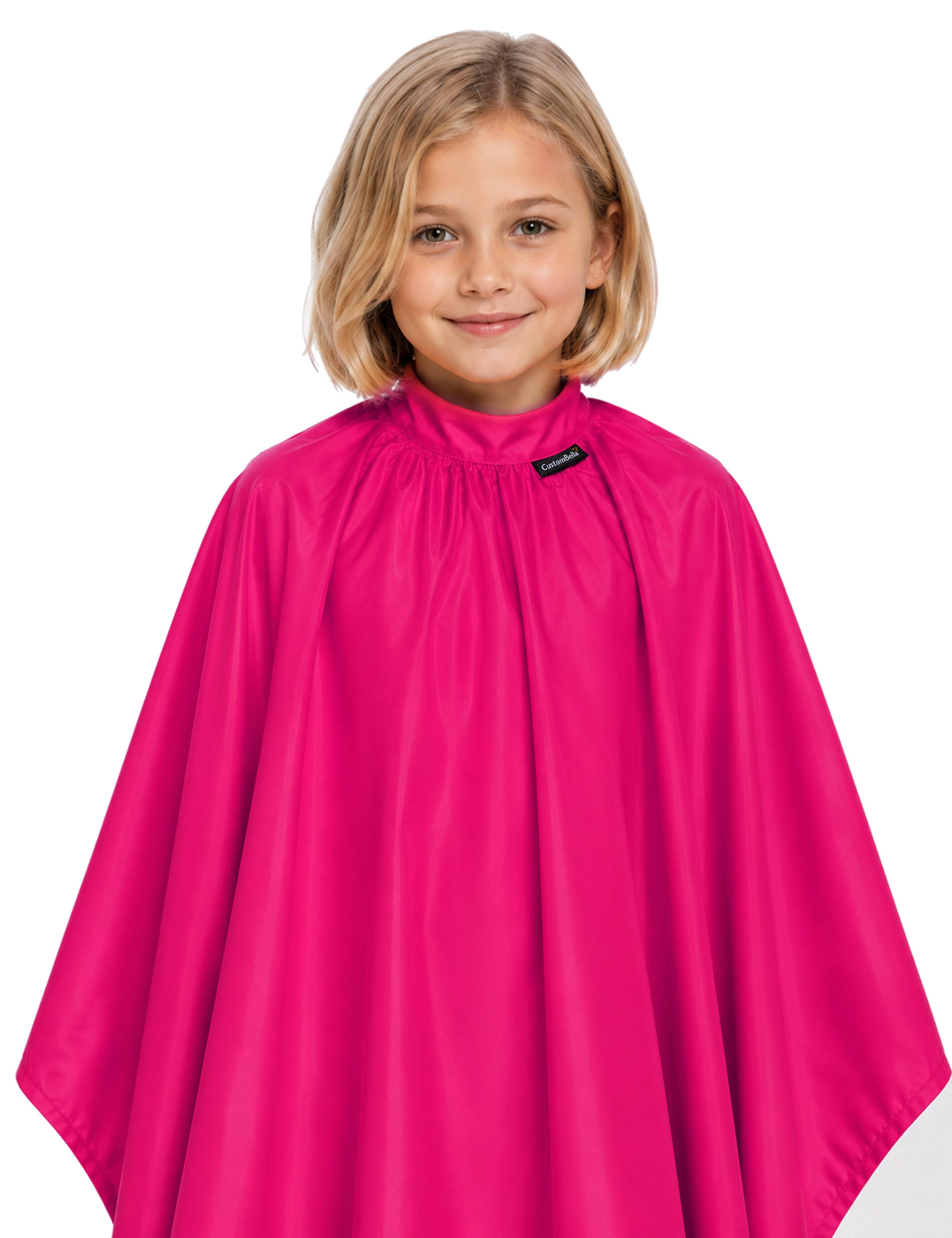 Hot pink kids salon cape for haircuts and styling