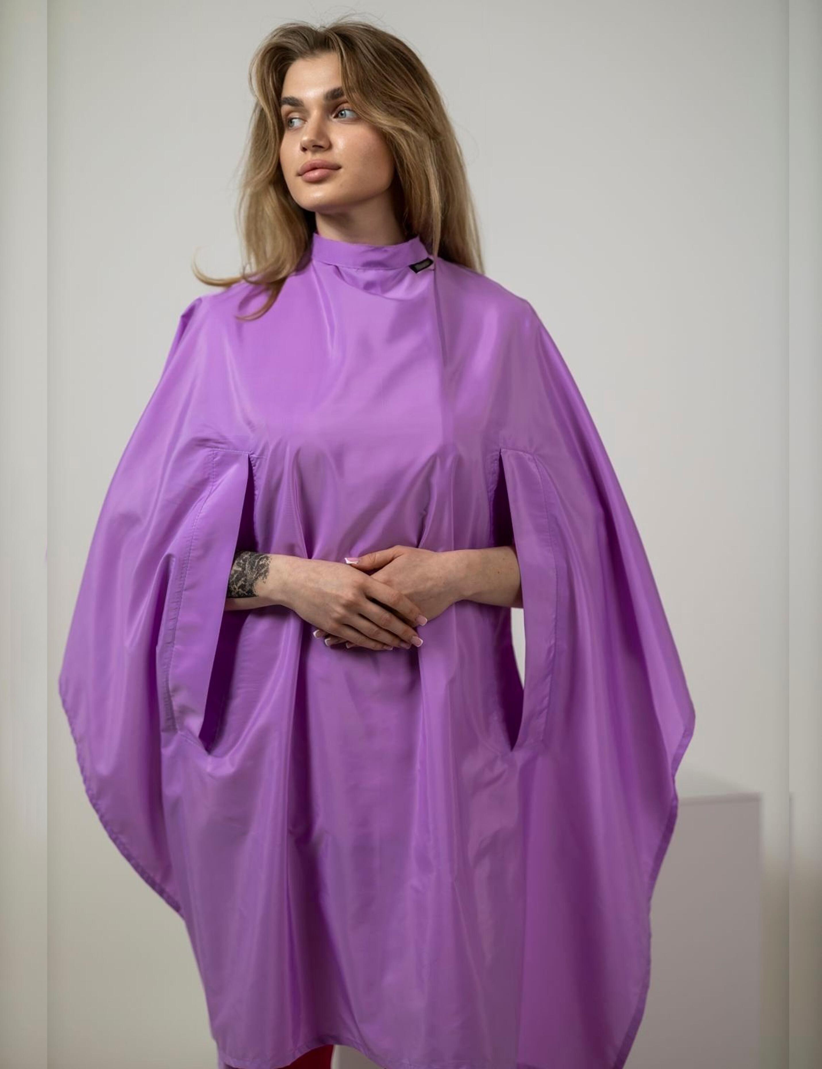 Premium lilac salon cape with hand slits made in USA
