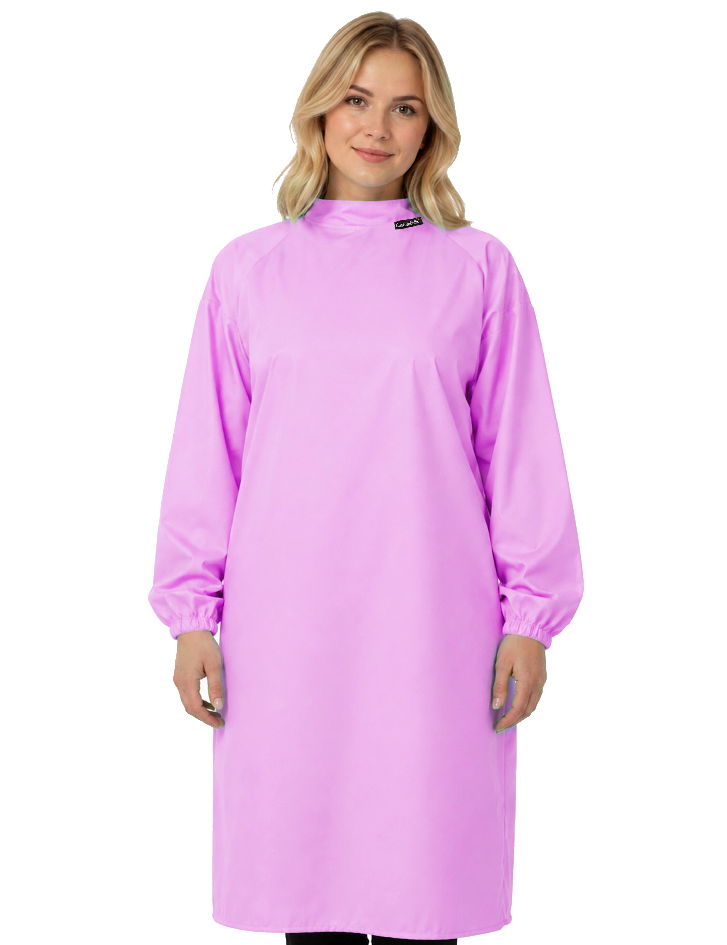 Shop customizable pink salon cape with sleeves for custom business logo embroidery