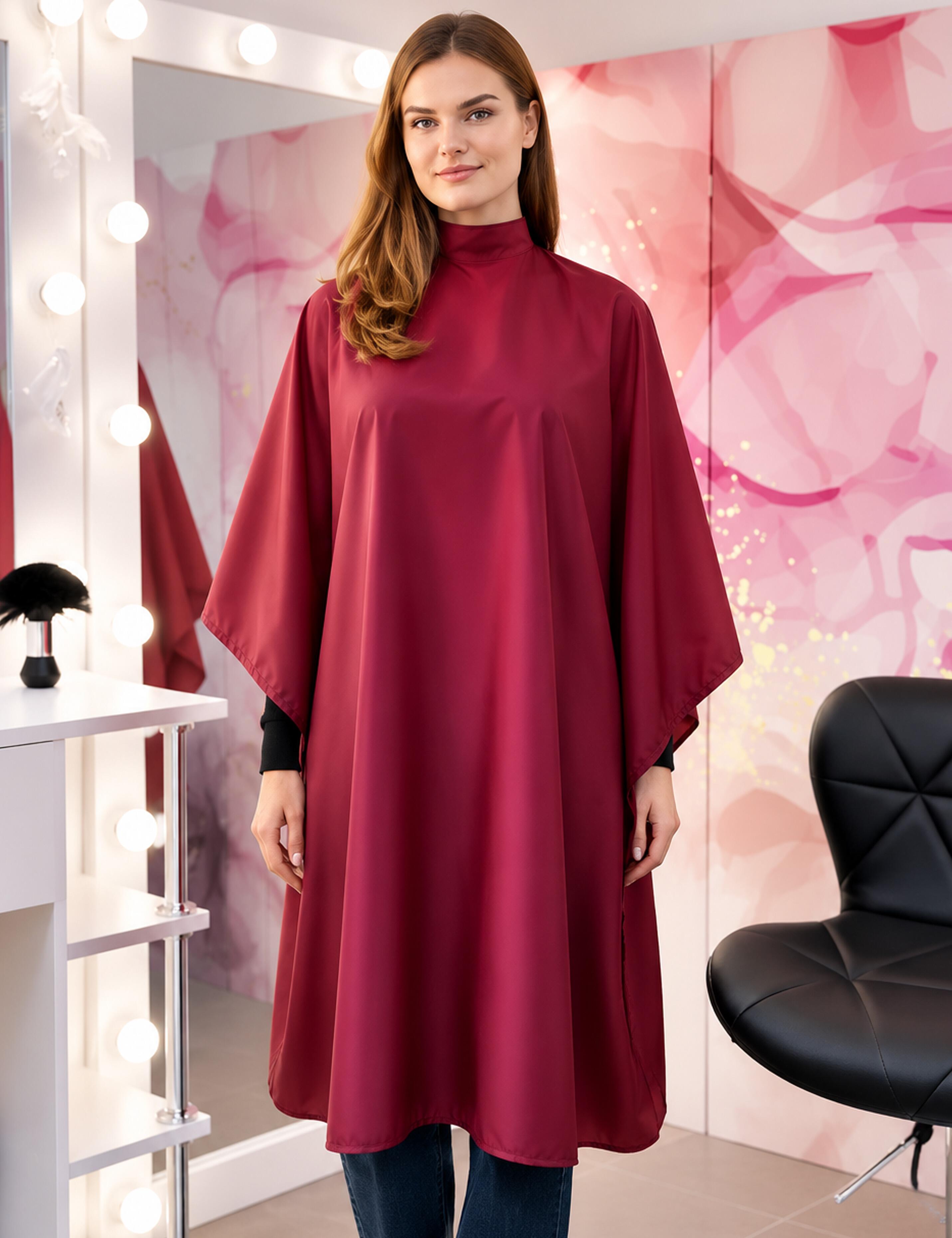 Unbranded burgundy salon cape built for modern US hair studios