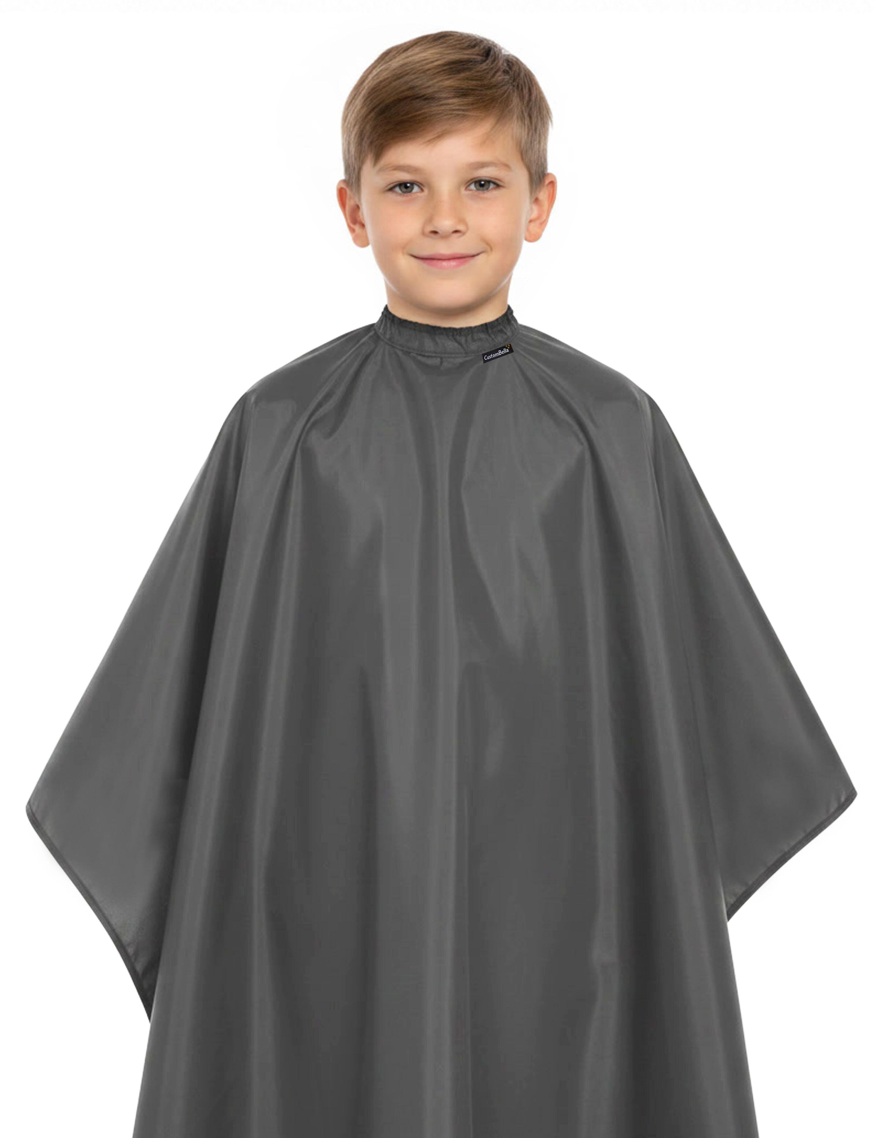 Dark grey kids salon cape for haircuts and styling