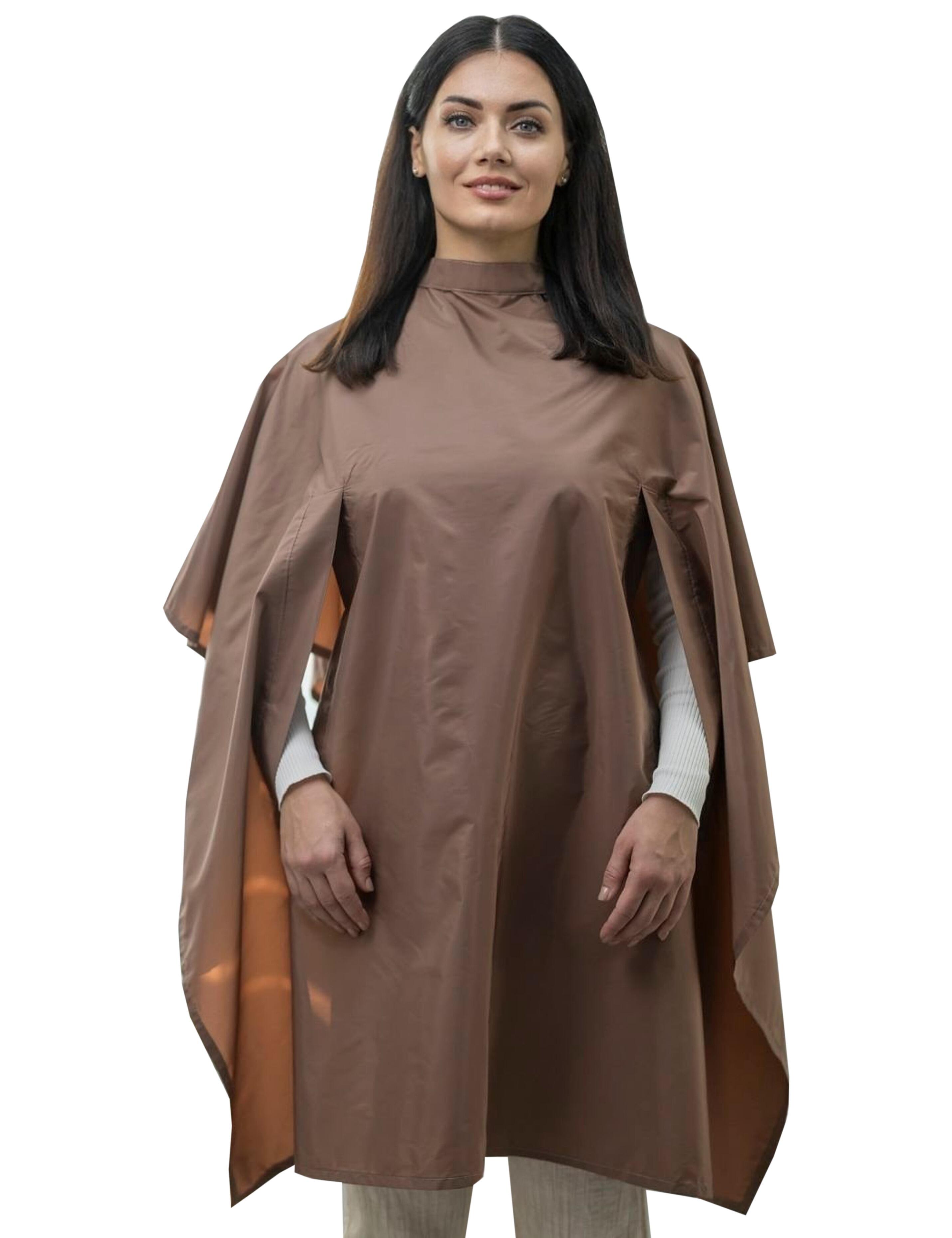 Coffee salon cape with hand slits for hairstyling