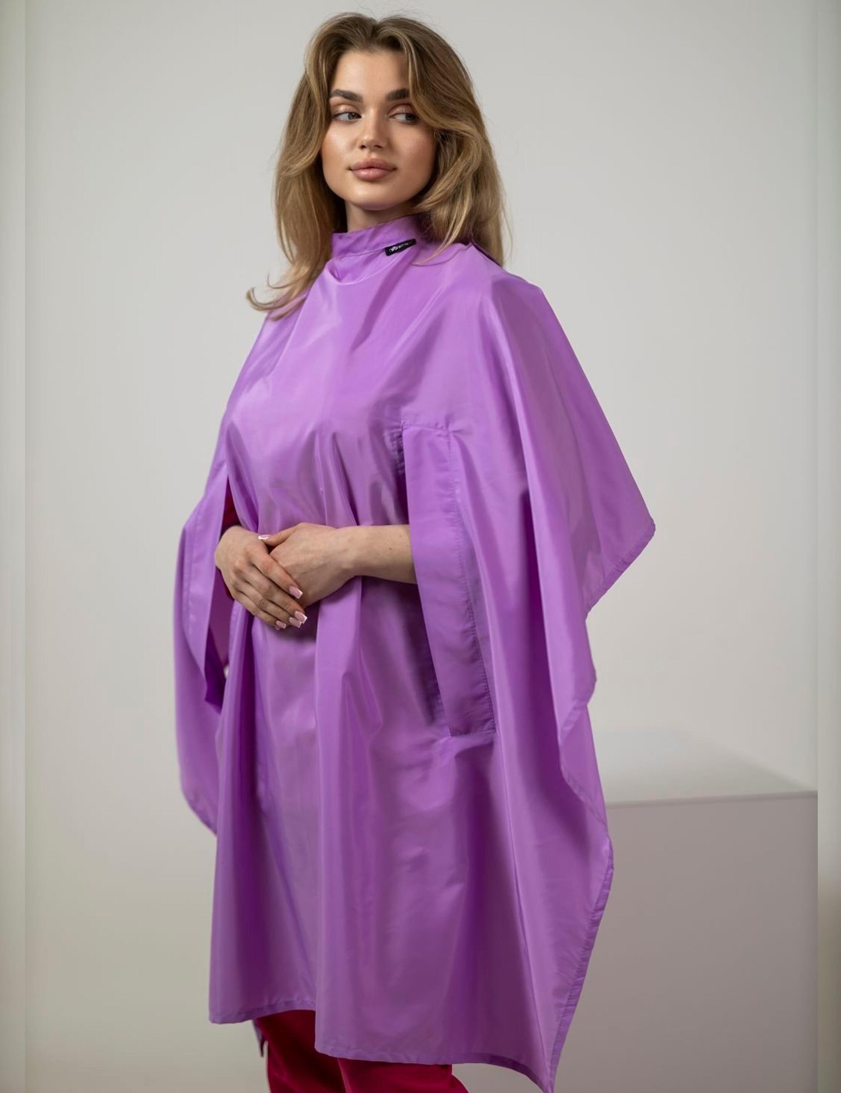 Washable lilac hair cutting cape with arm openings USA