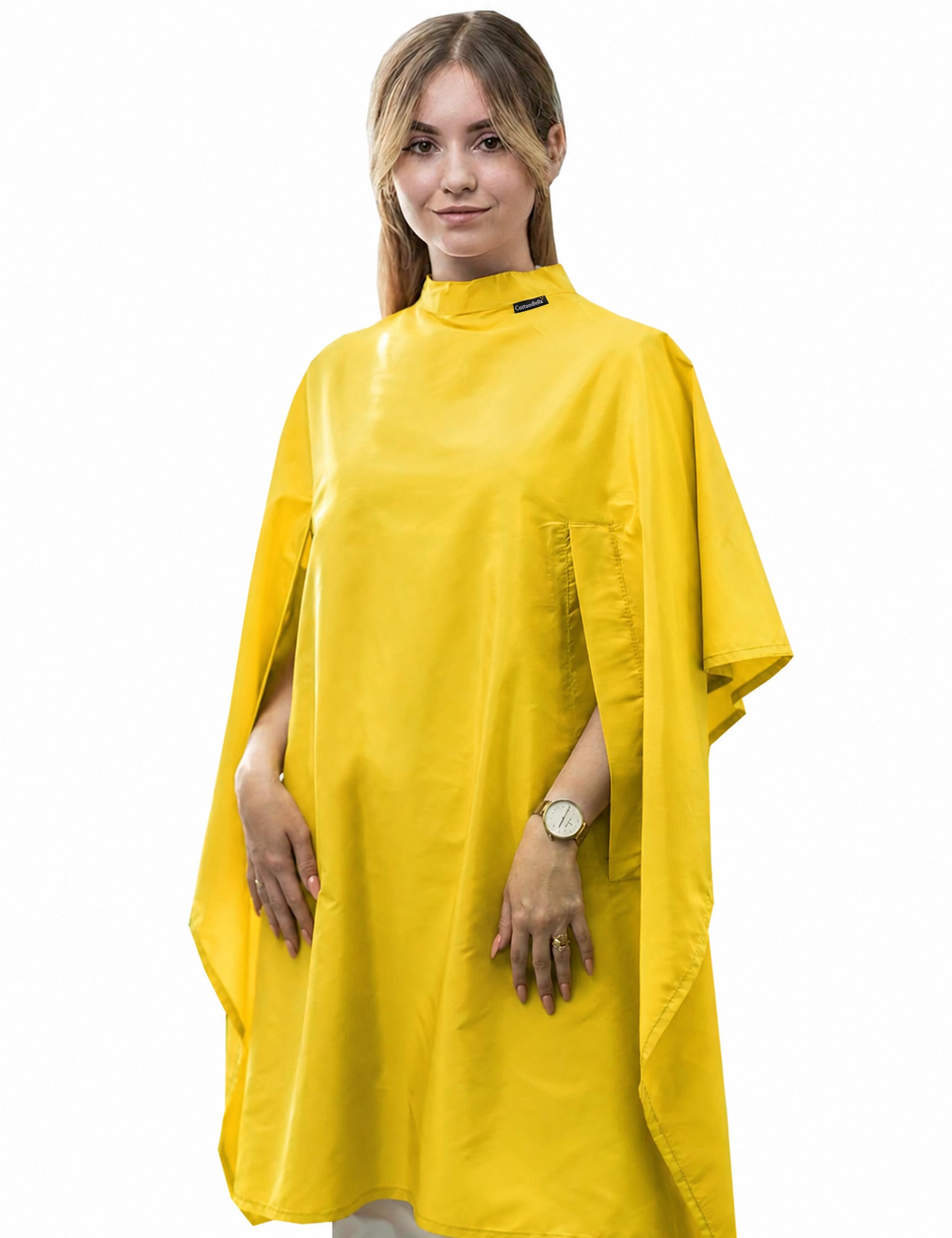 Professional yellow barber cape featuring arm slits