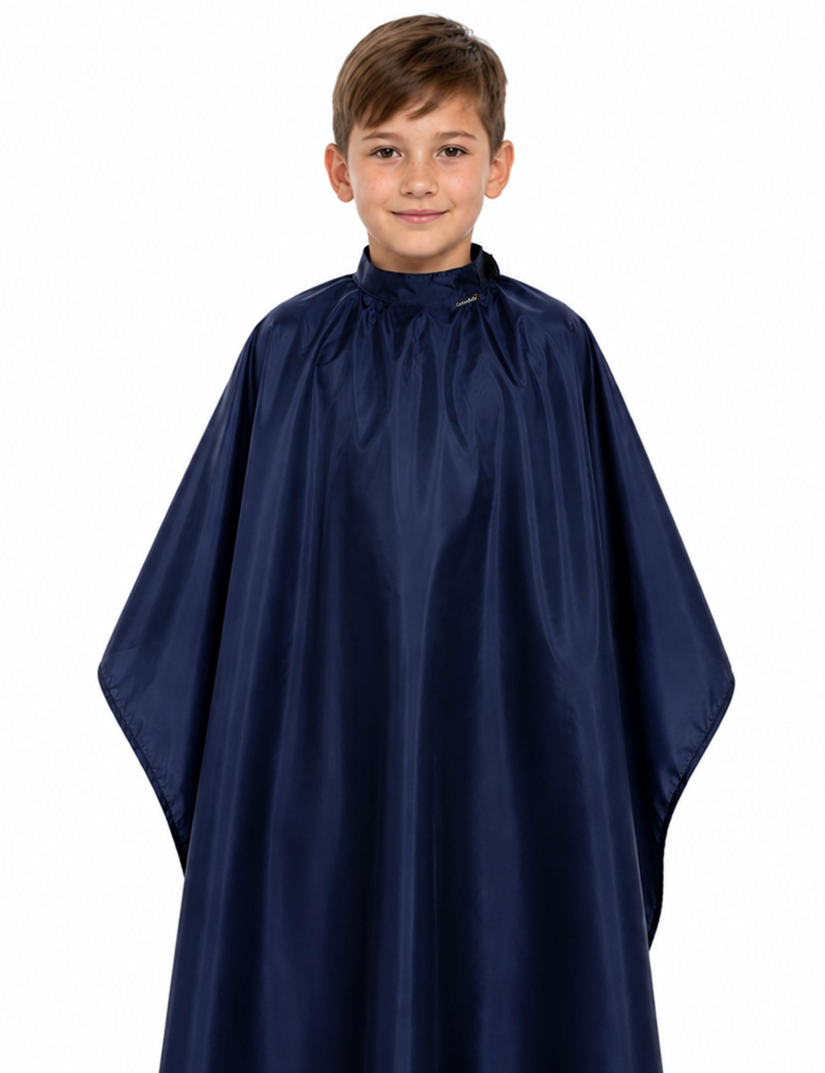 Navy kids salon cape for haircuts and styling