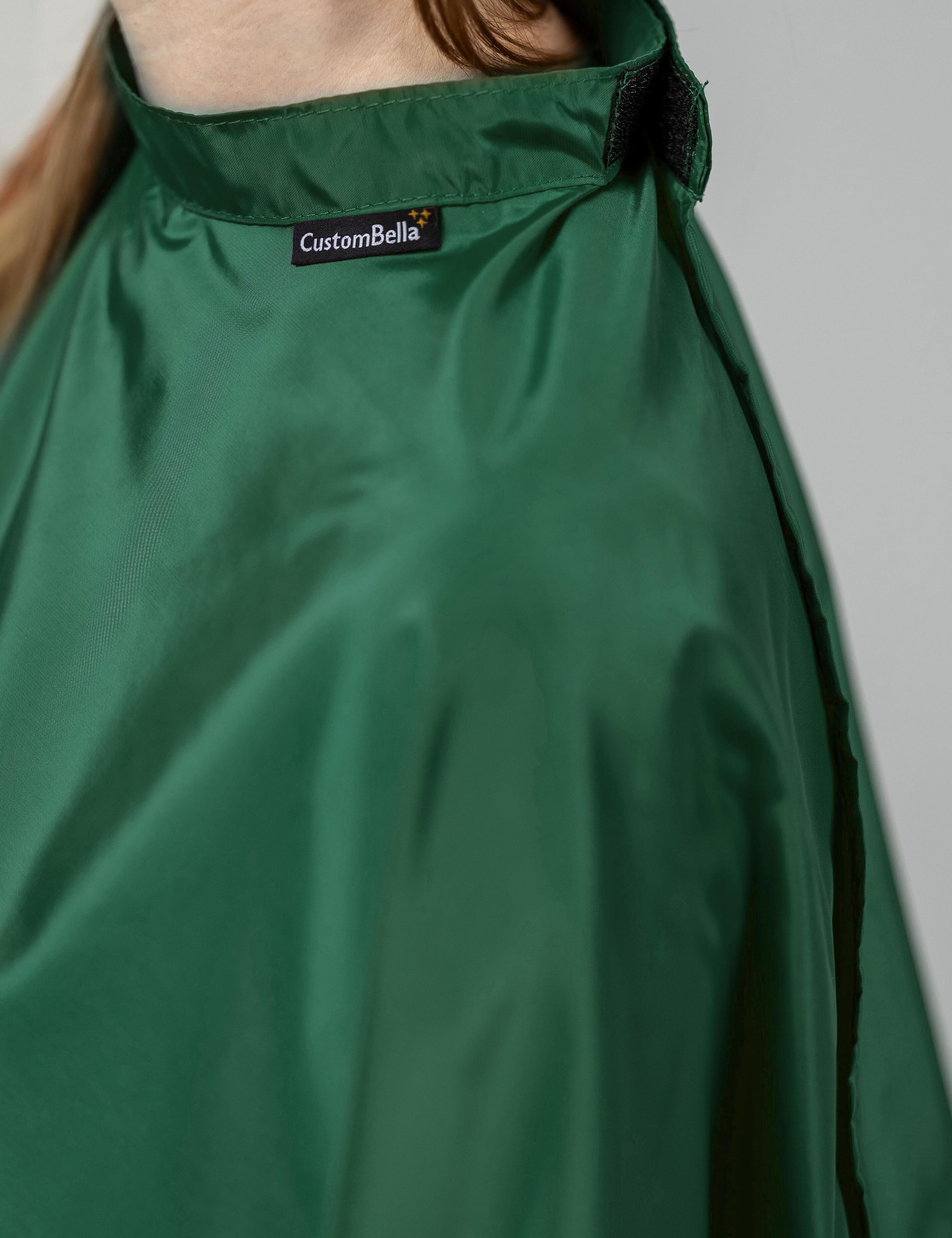 Customizable bottle green kids barber cape with velcro