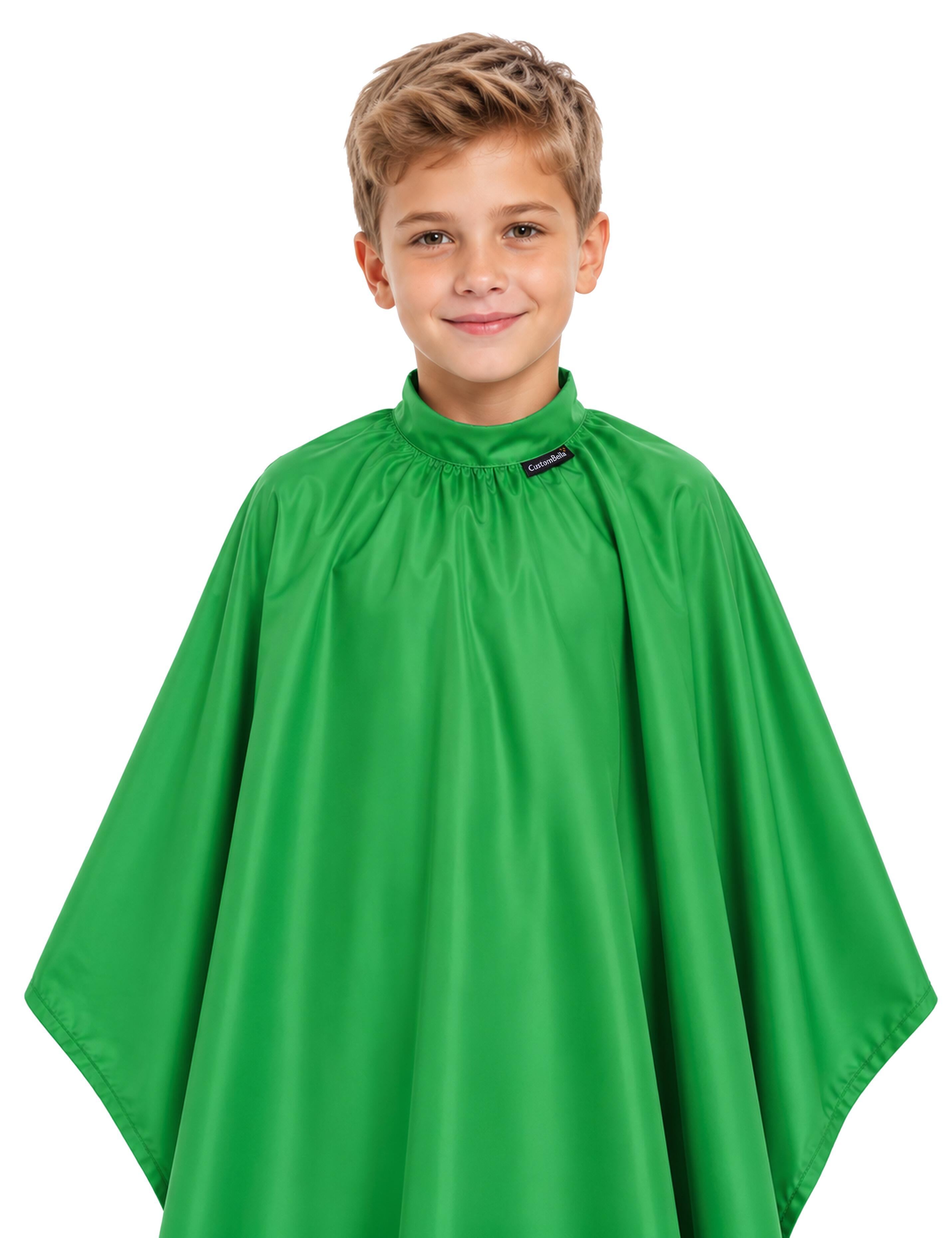 Kelly green kids salon cape for haircuts and styling