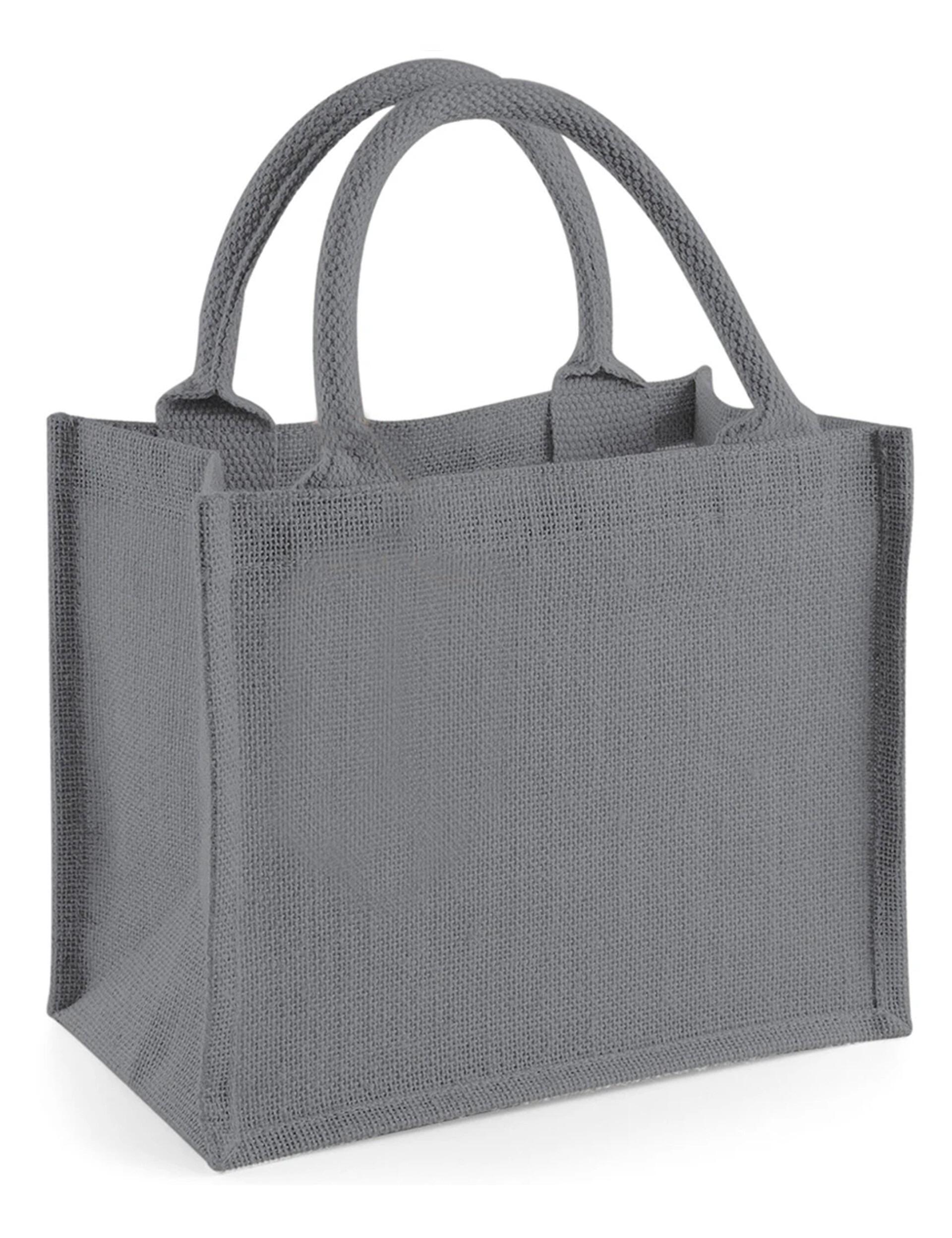 Grey Jute Mini Gift Bag Blank Printed