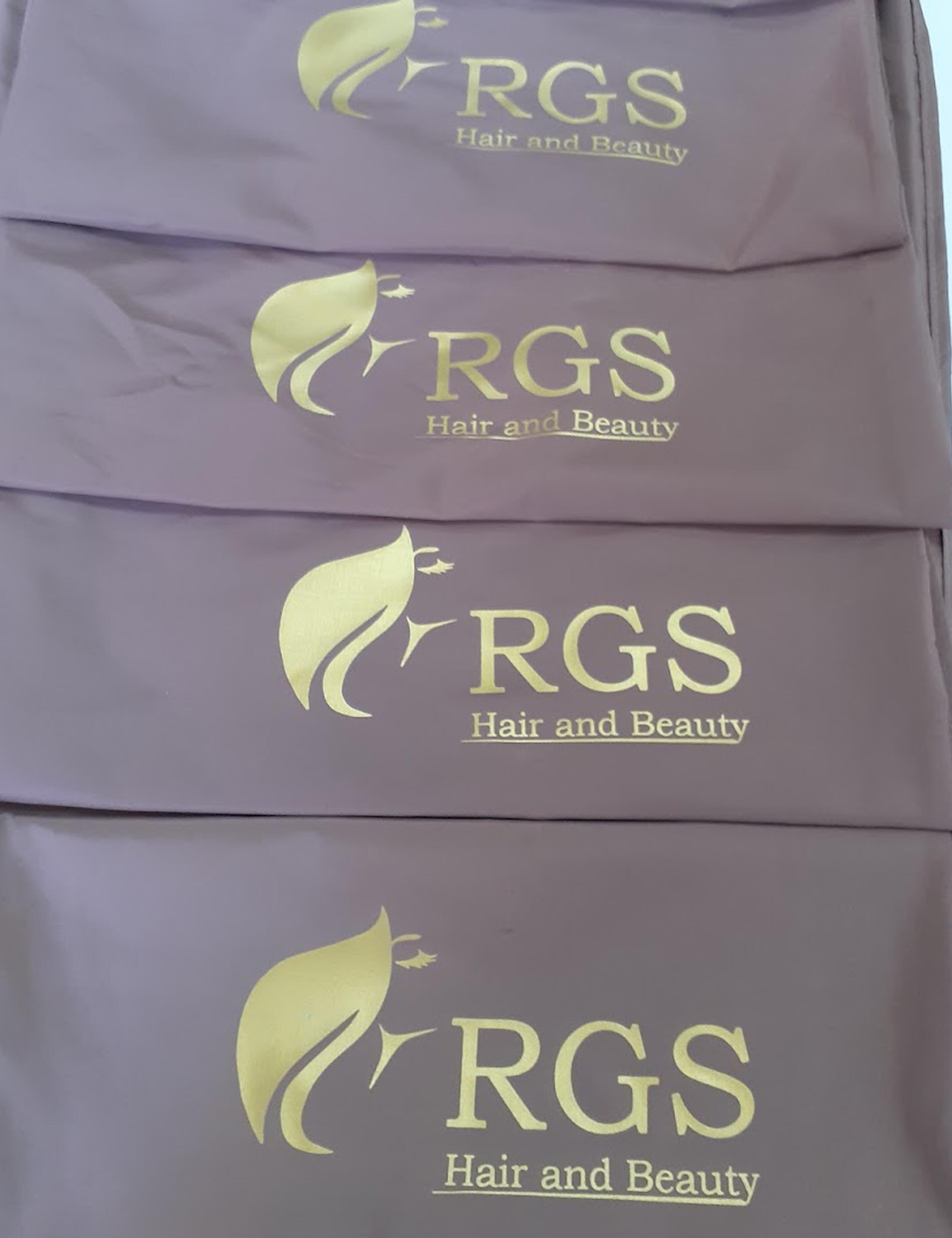 Custom printed coffee salon cape with a personalized hairdresser logo