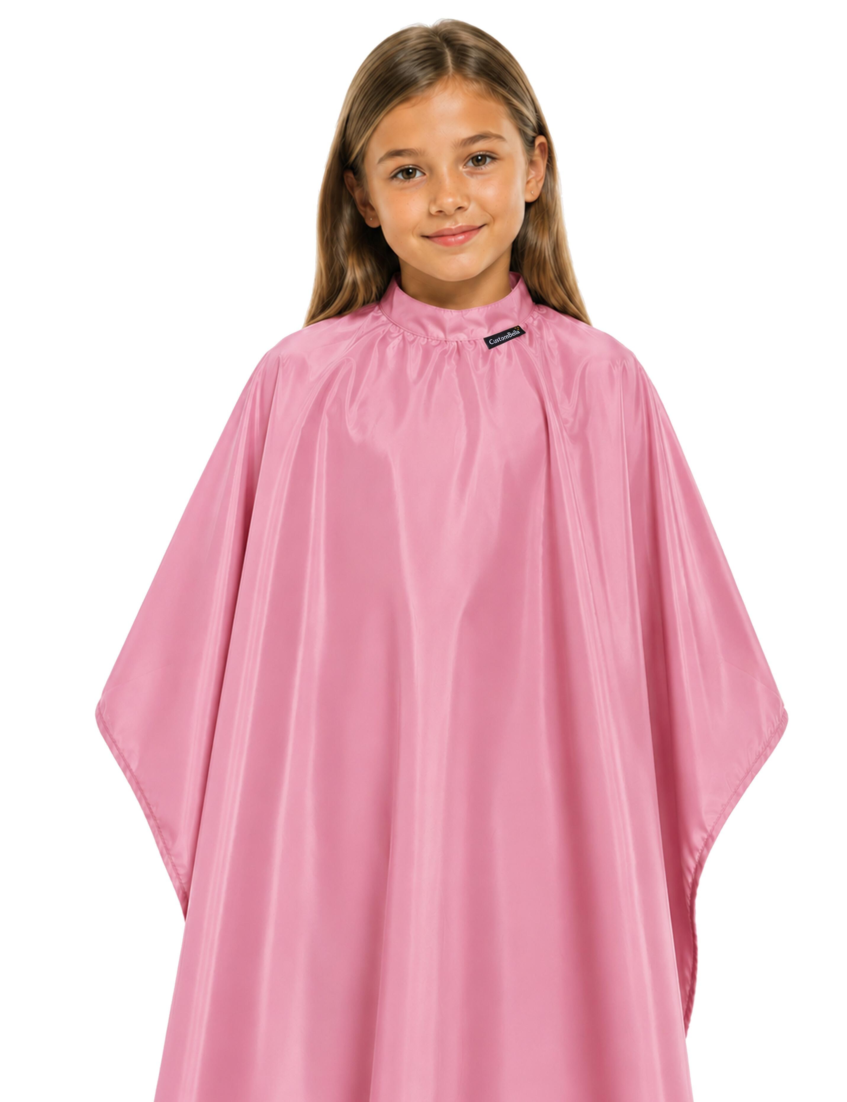 Barbie pink kids salon cape for haircuts and hair styling