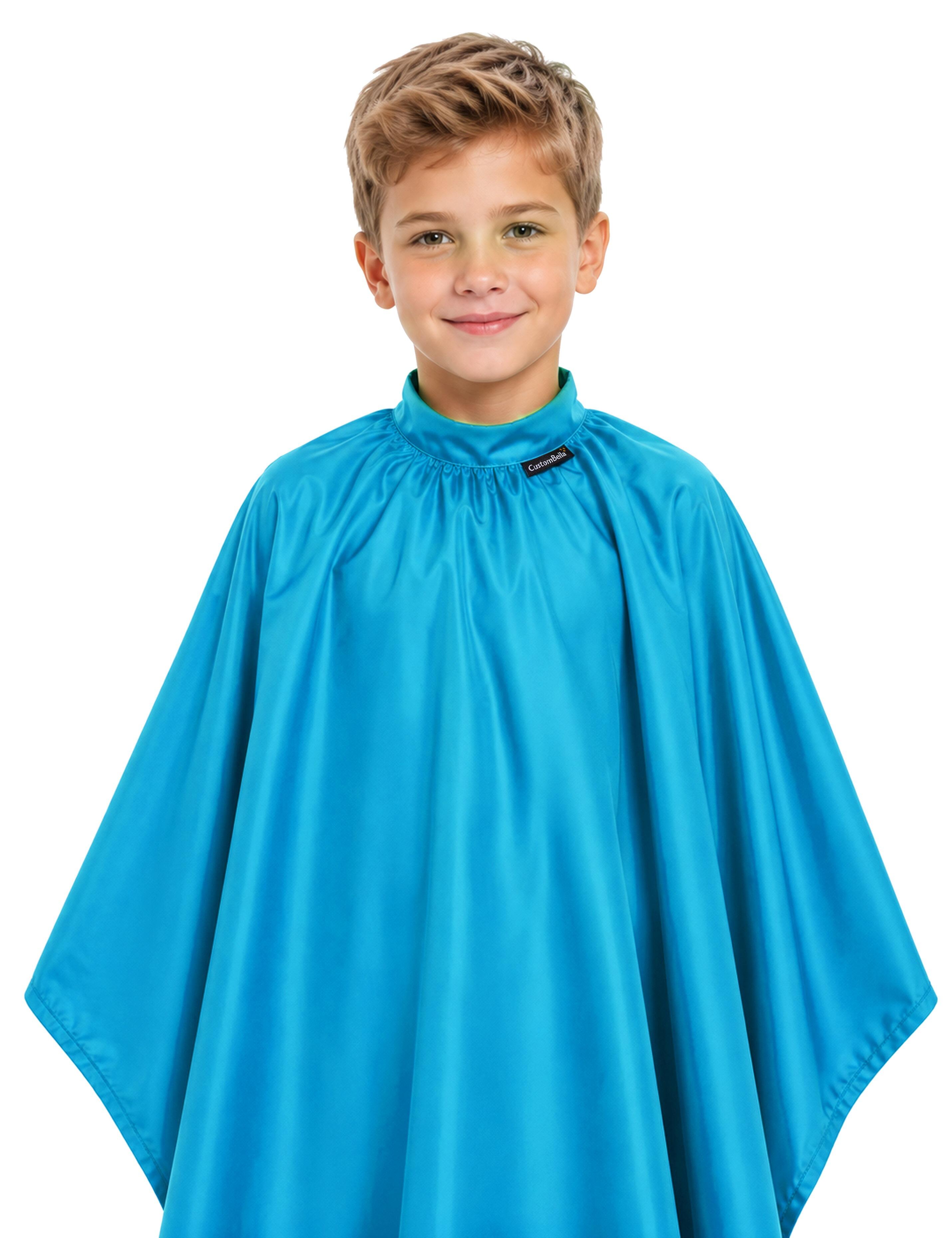 Turquoise kids salon cape for haircuts and styling