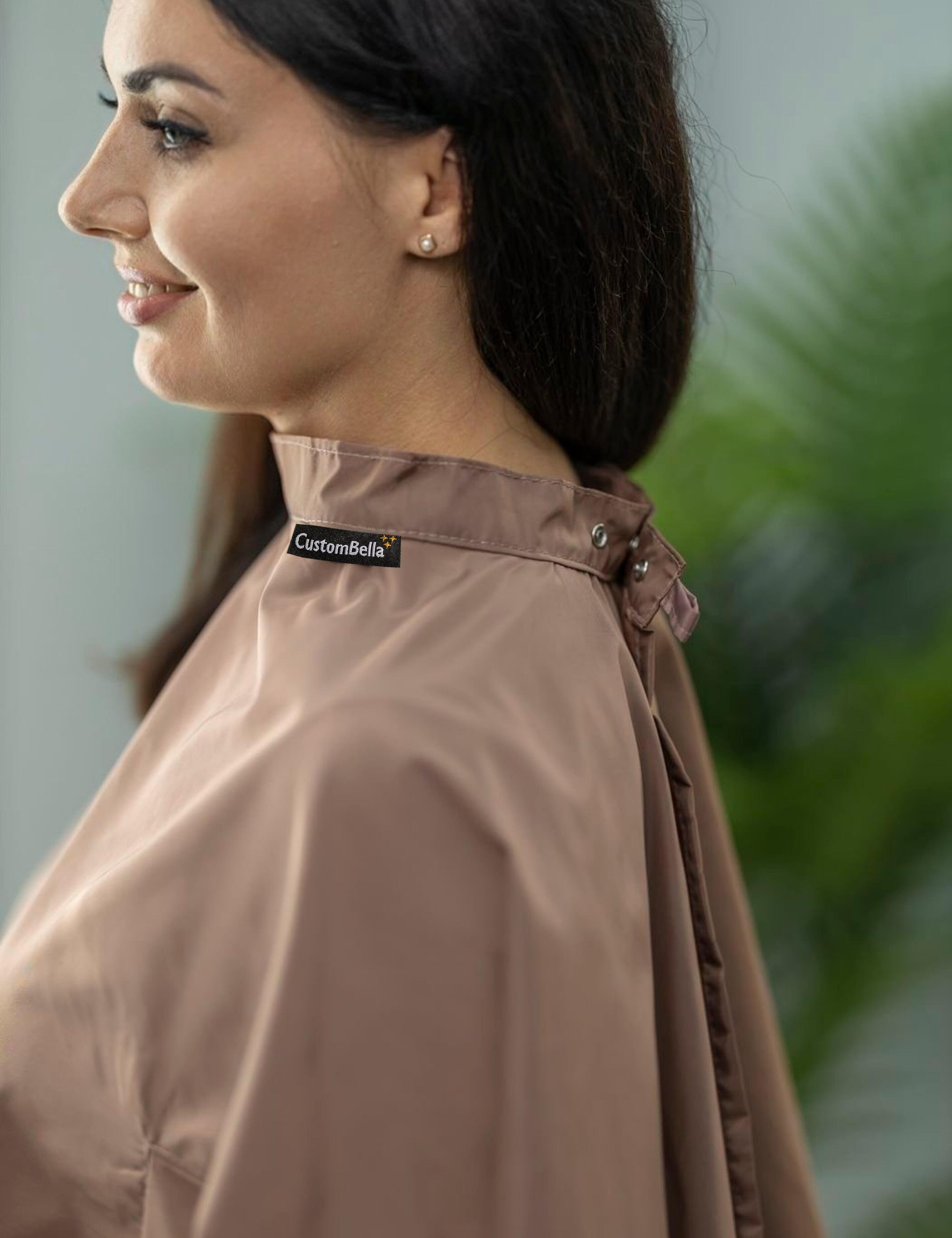 Stylish coffee salon gown with slits for client hands