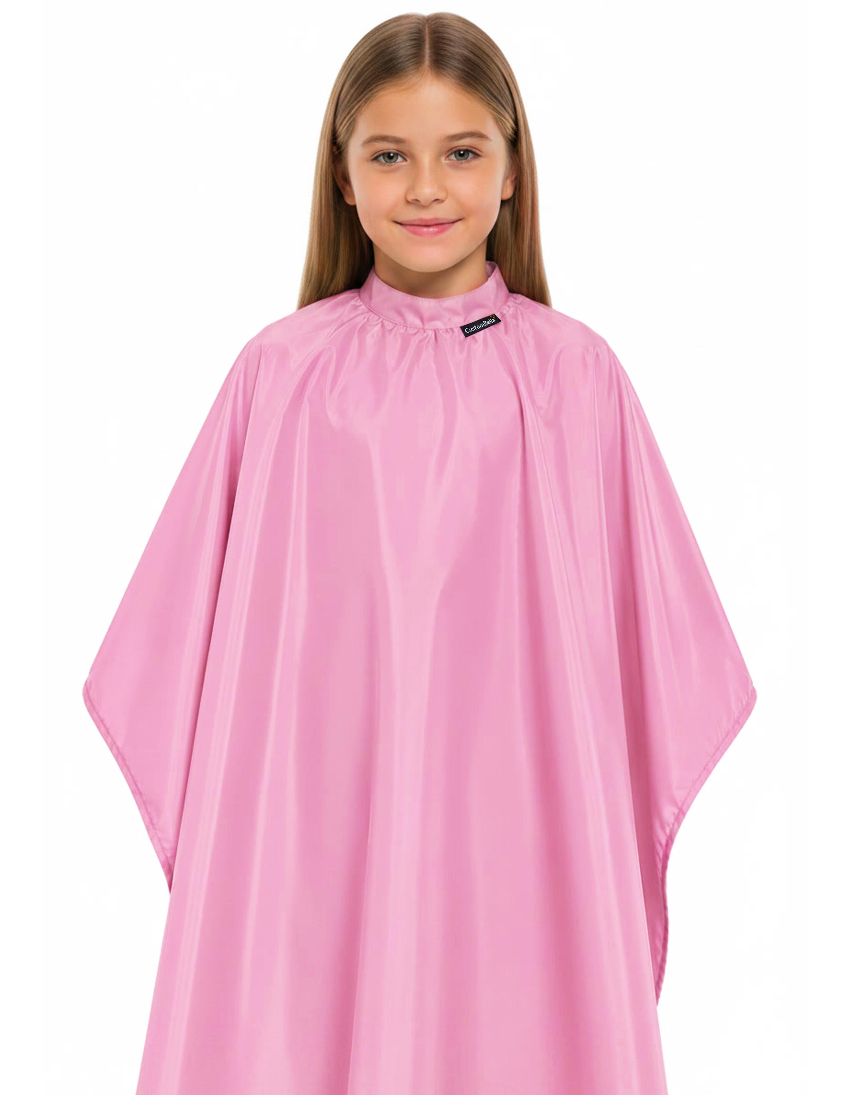 Classic pink kids salon cape for haircuts and styling