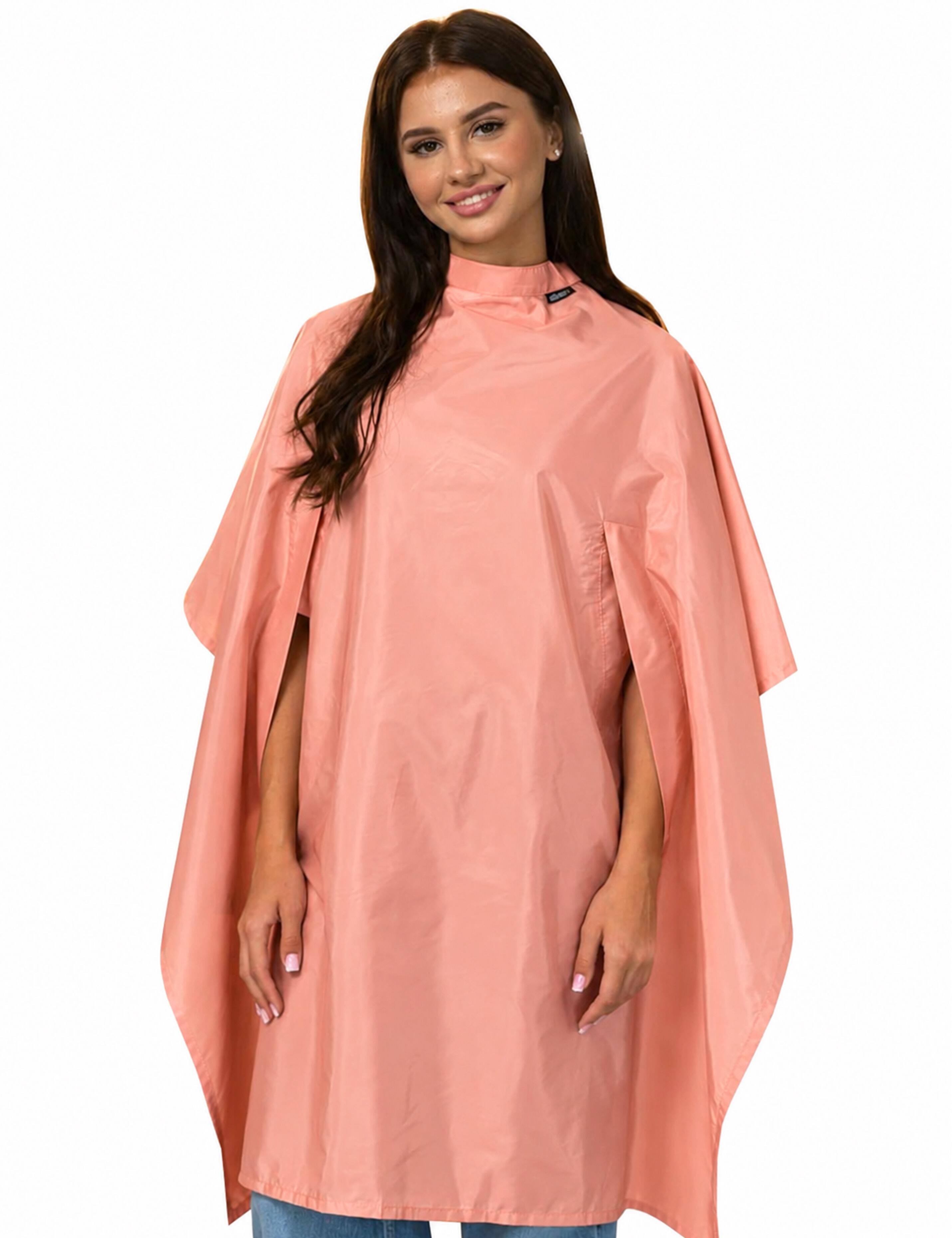 Premium peach salon cape with hand slits made in USA