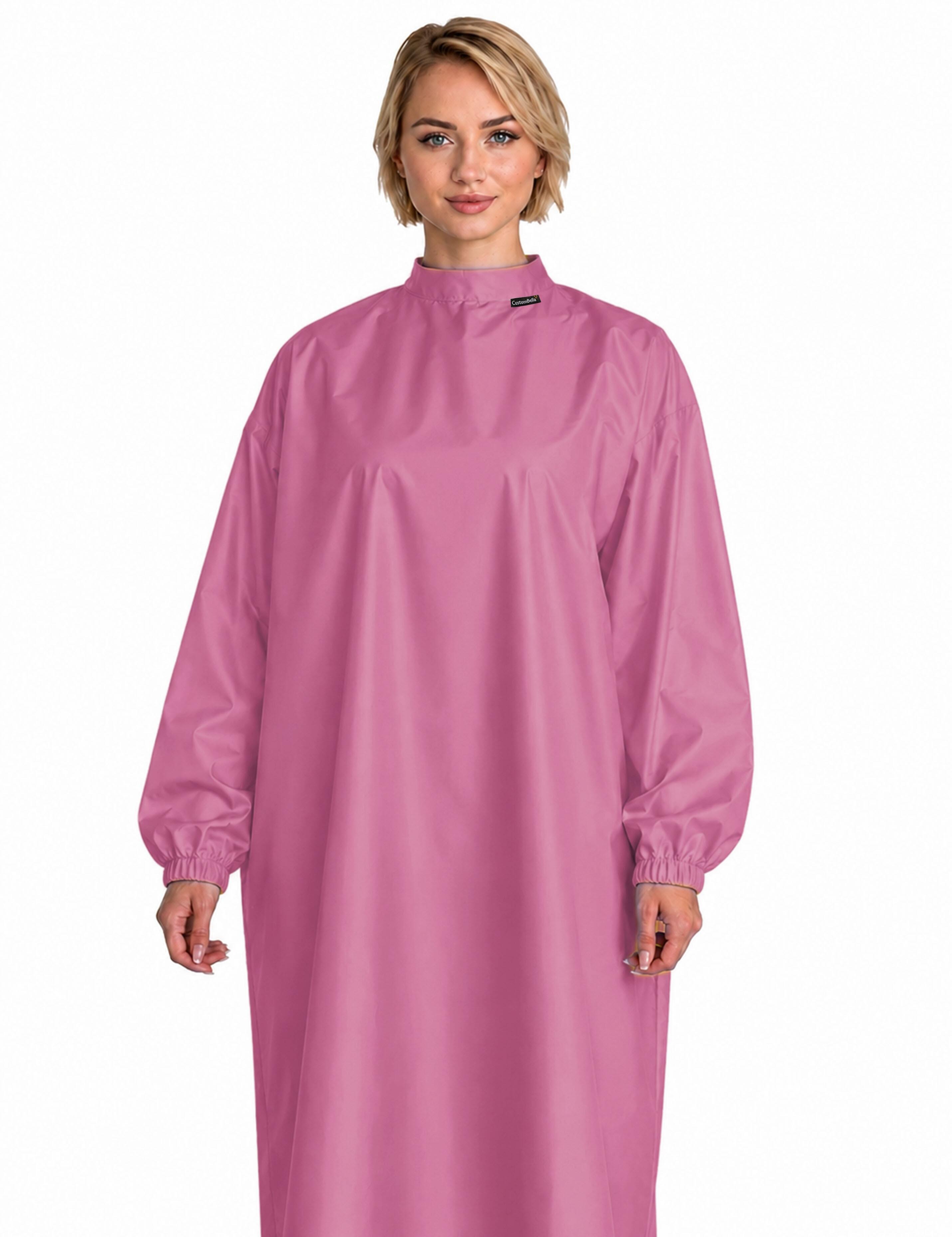 Bleach proof rose gold hair cutting cape with sleeves for professional coloring and chemical protection