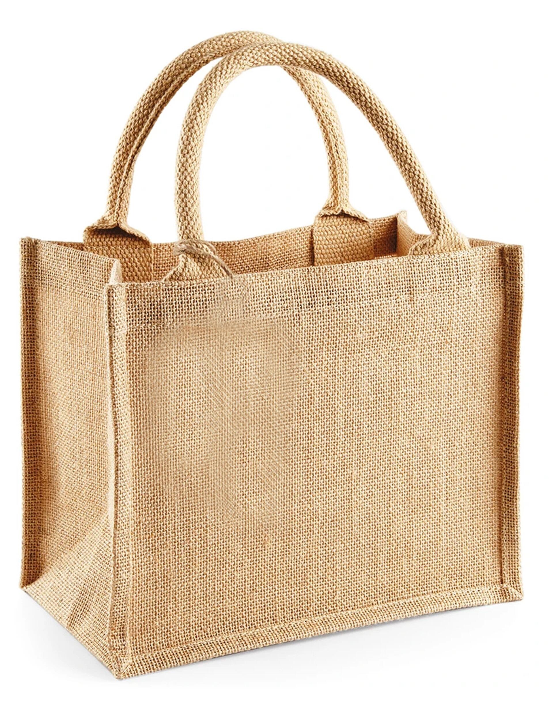 Natural Jute Mini Gift Bag with Natural Handles Blank or Printed