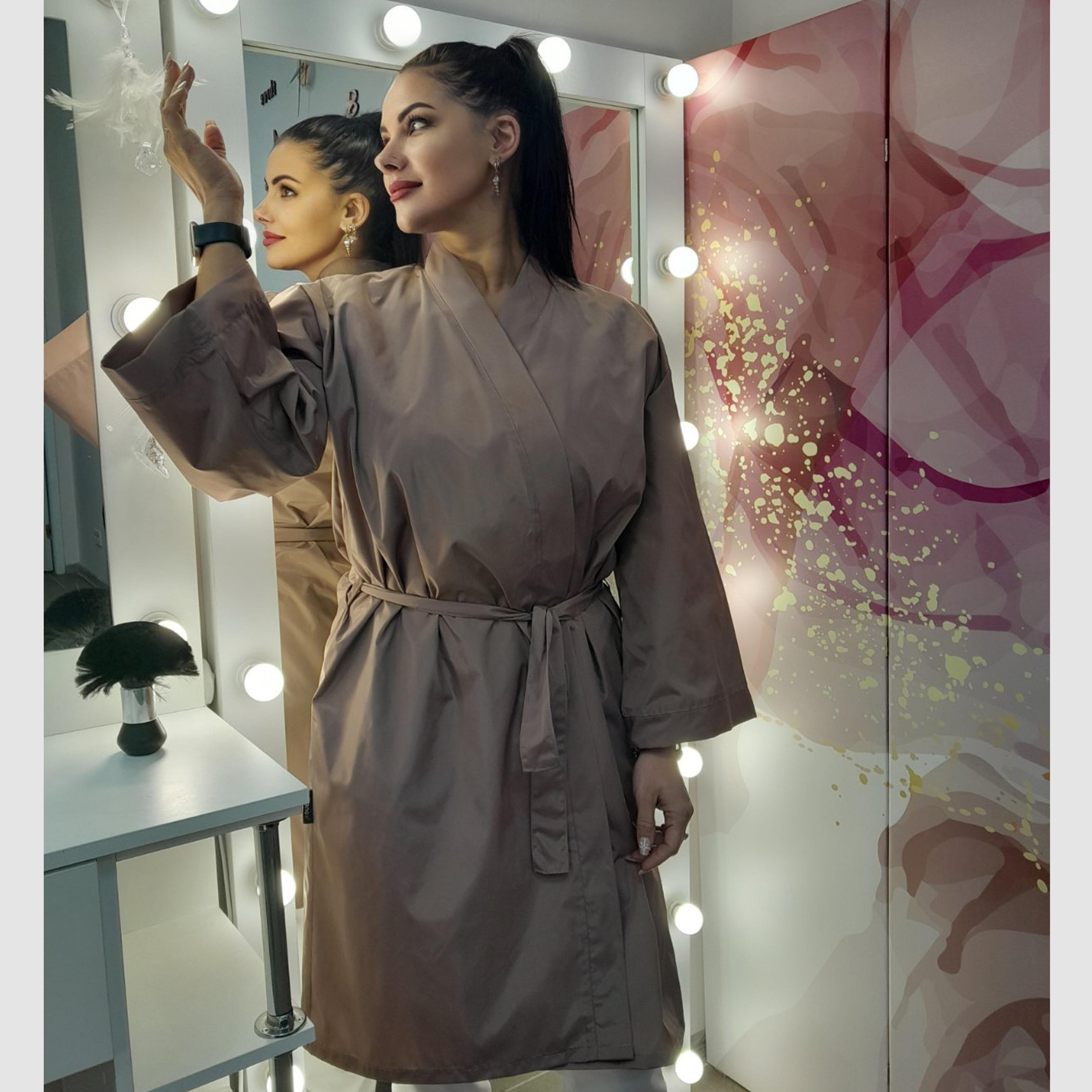 Premium coffee spa kimono robe for modern US beauty salons