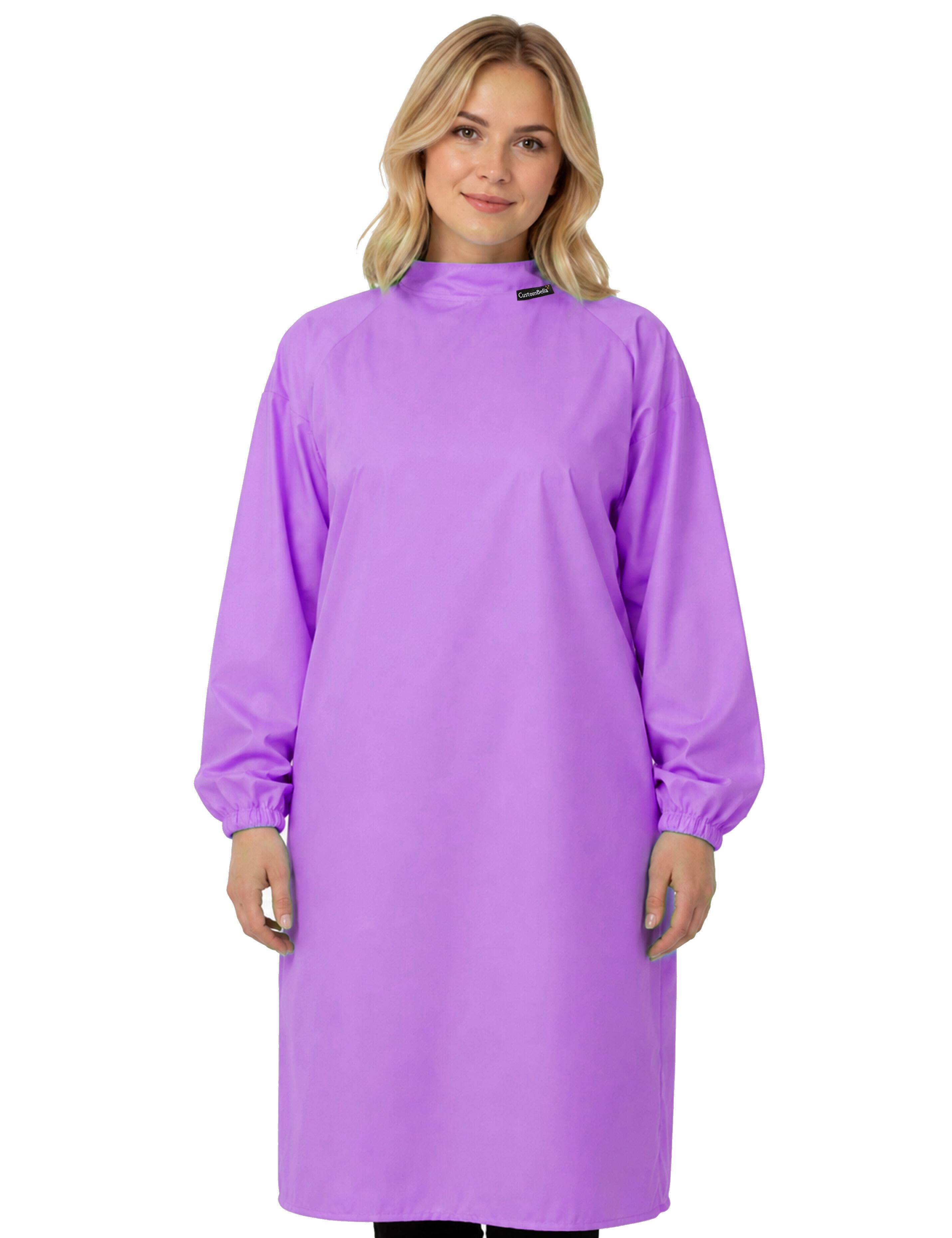 Professional grade lilac salon apparel with sleeves engineered for high-volume beauty studios