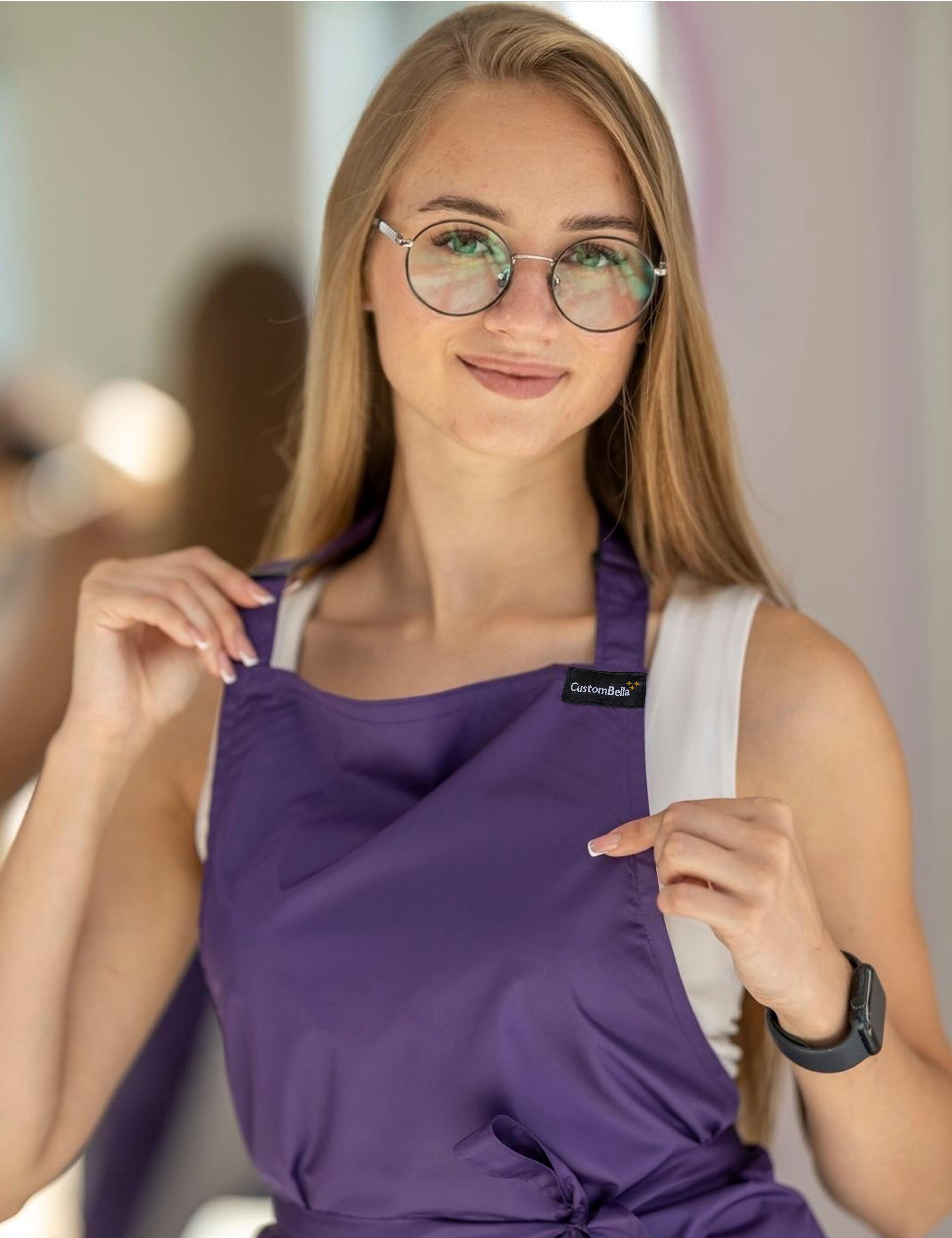 Shop customizable purple waterproof apron for custom barber logo printing