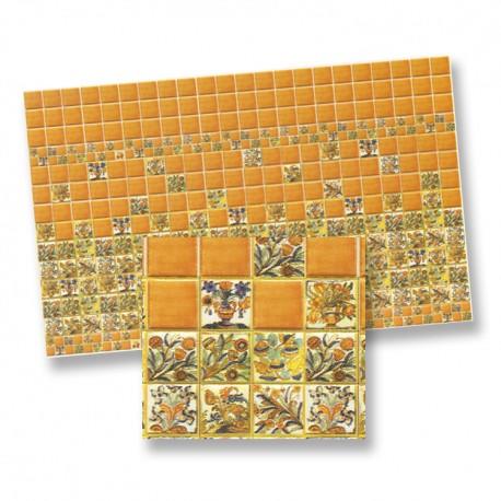 1/24th scale Orange and Floral Wall Tiles