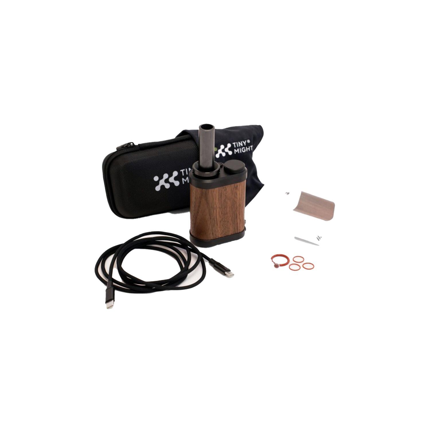 Tinymight 2 Black Walnut vaporizer full kit – device, zirconia mouthpiece, glass stem, accessories