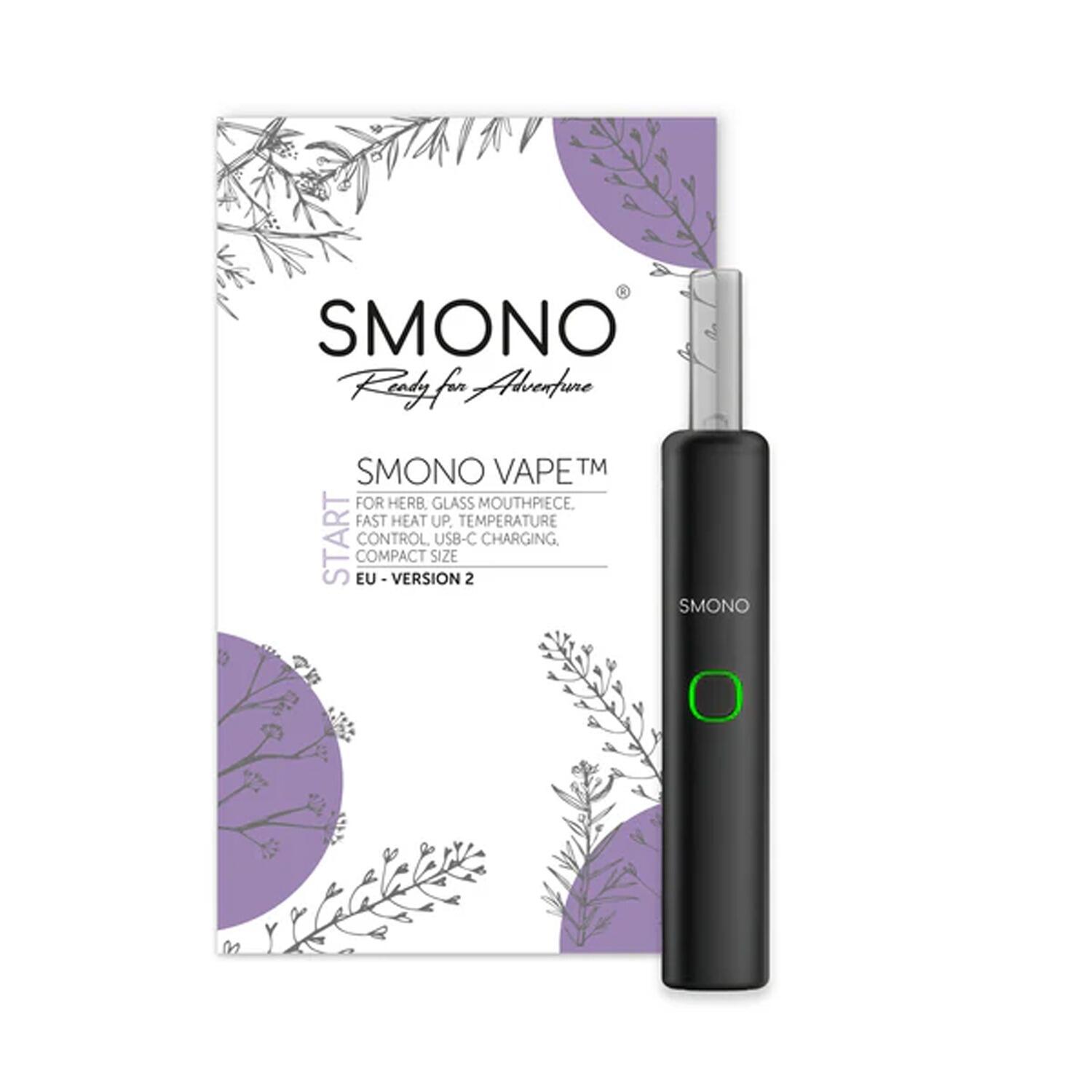 Smono Start vaporizer displayed alongside branded packaging box