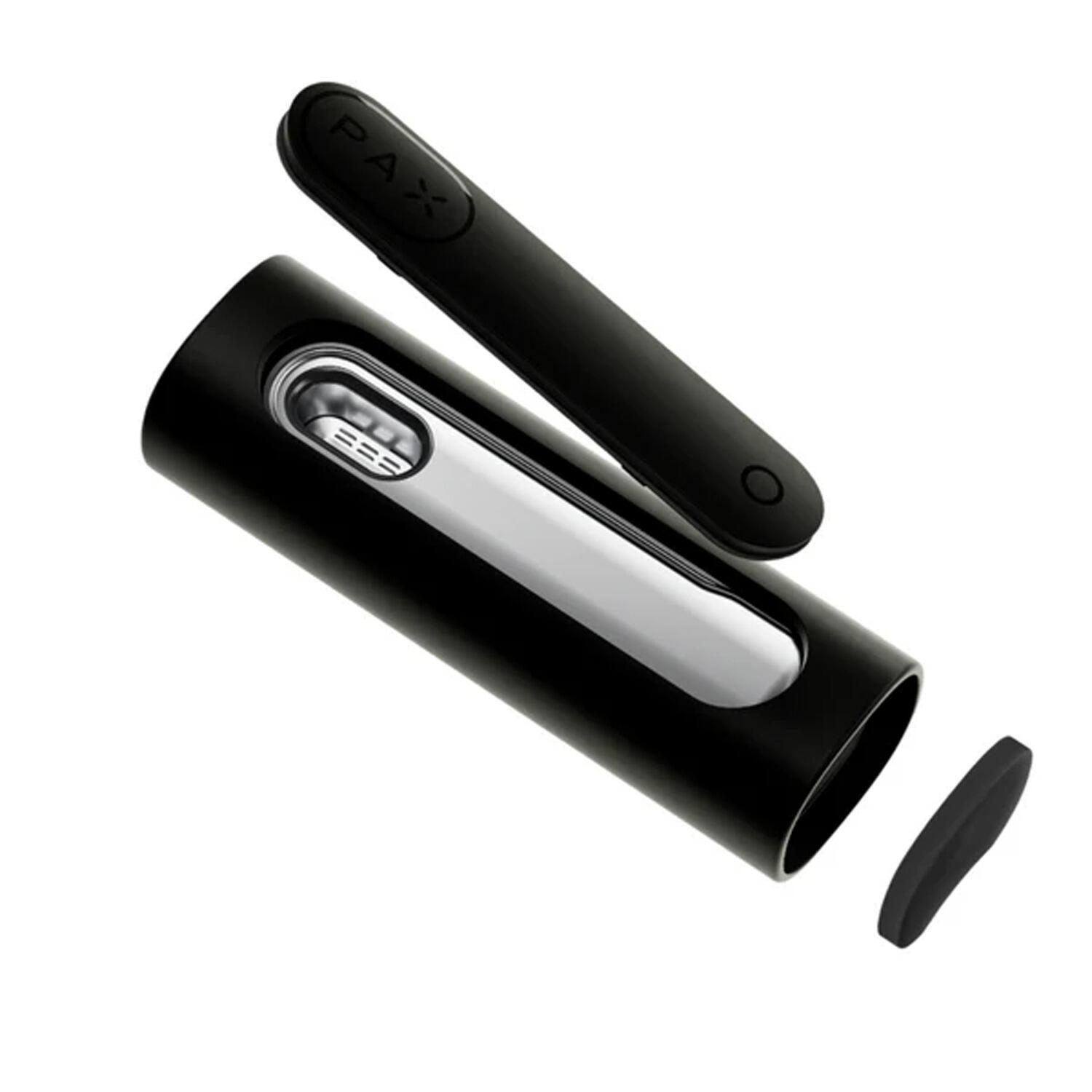Open Pax Flow vaporizer in Onyx finish showing chamber detail