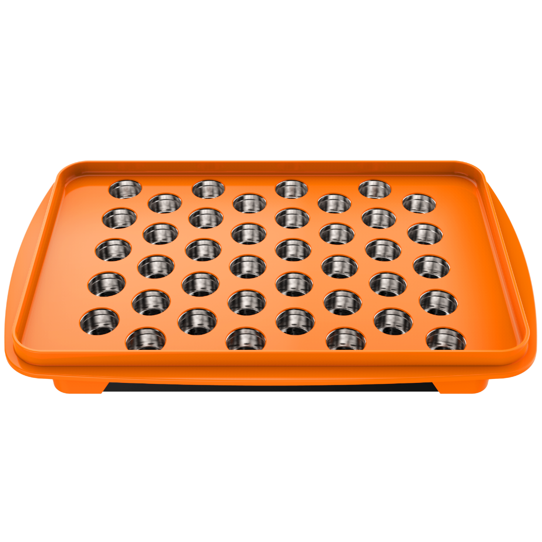 Filling set tray with capsules