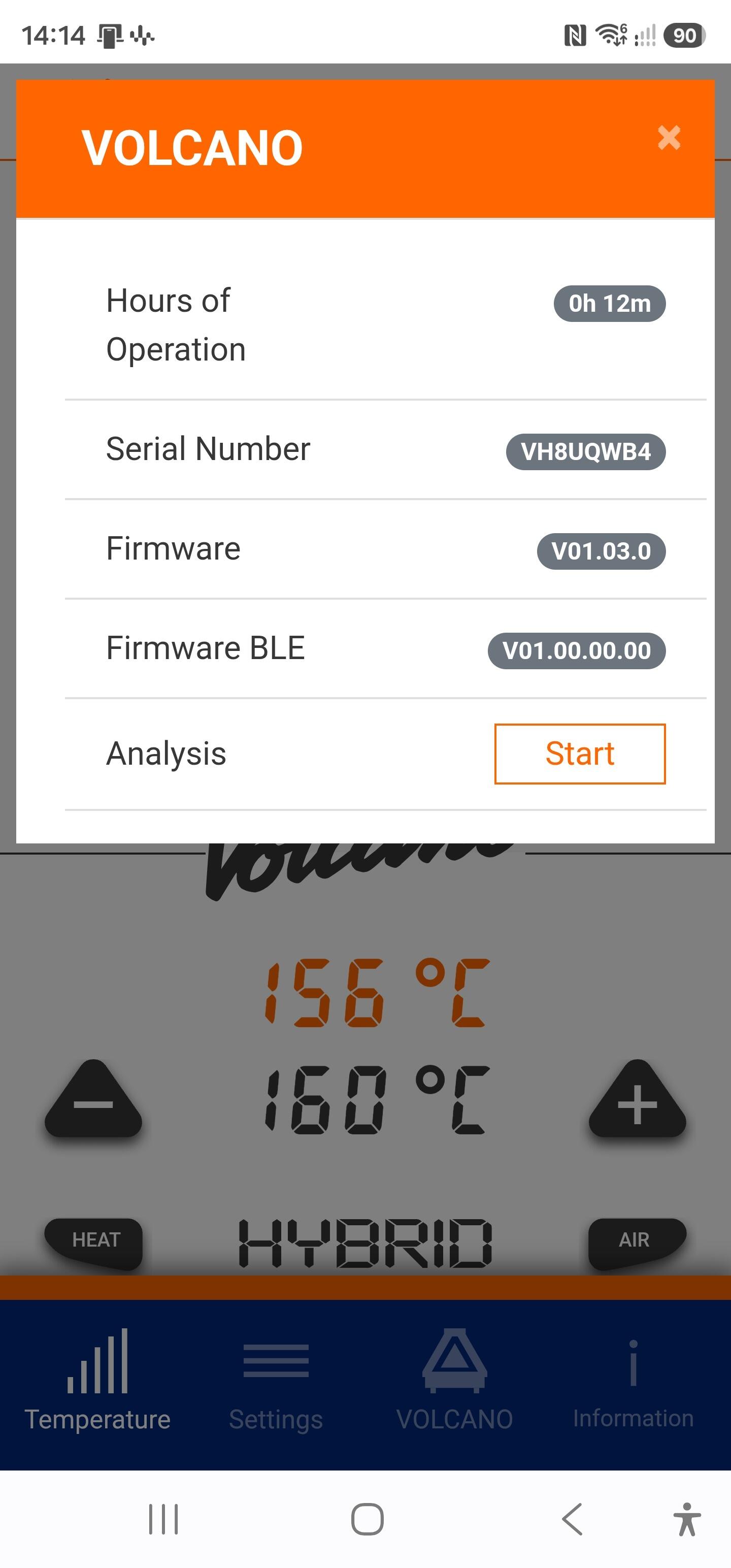 Volcano Hybrid Onyx - App