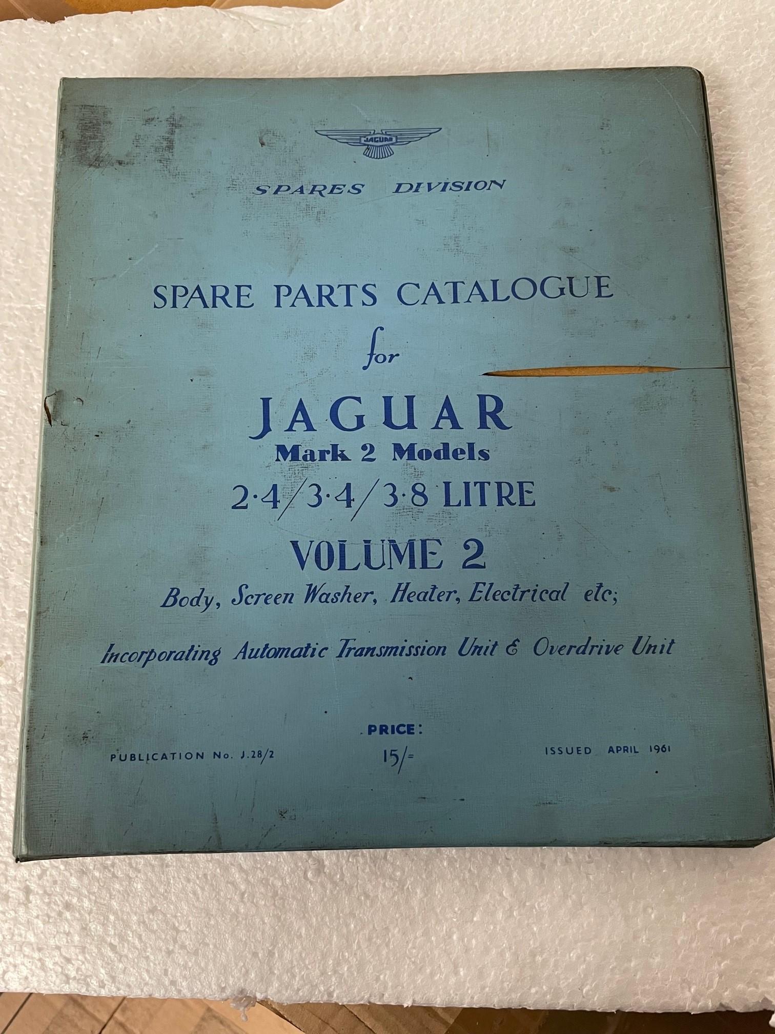 RARE ORIGINAL 1961 JAGUAR MARK 2 2.4, 3.4 & 3.8 SPARE PARTS CATALOGUE
