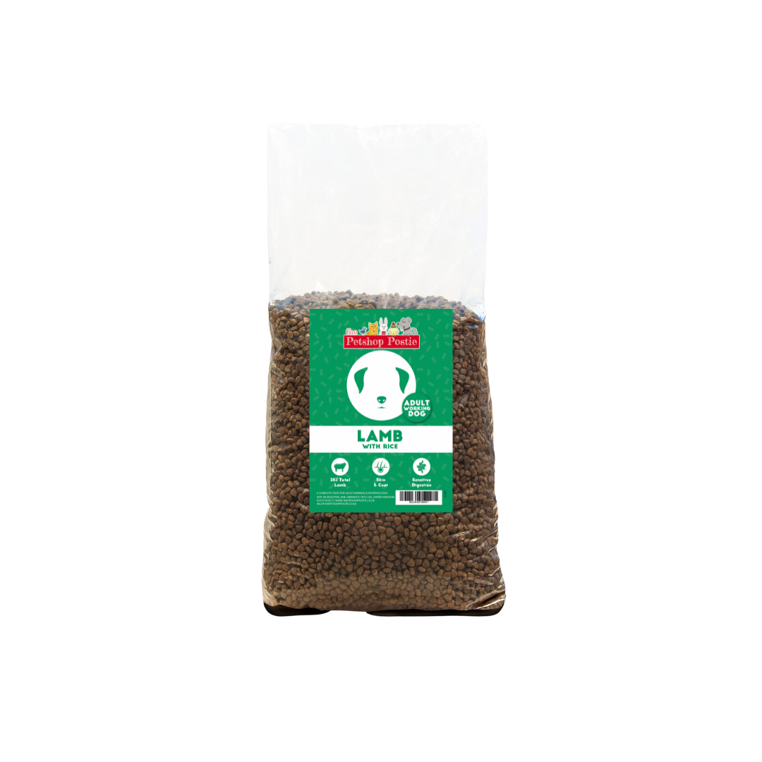 Petshop Postie Lamb & Rice Complete Adult Working Dog Food bag