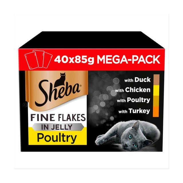 Sheba Fine Flakes Adult Mixed Poultry Jelly 40 x 85g
