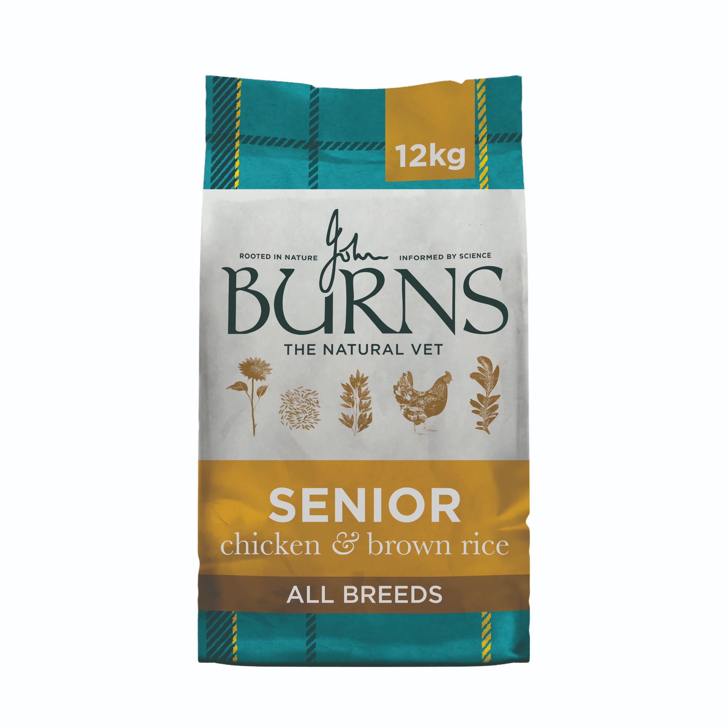Burns Senior + Dog Food Chicken & Brown Rice -12kg New packaging