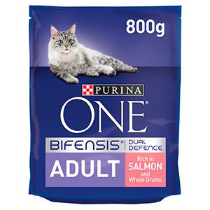 Purina ONE Adult Salmon & Whole Grains Dry Cat Food 800g