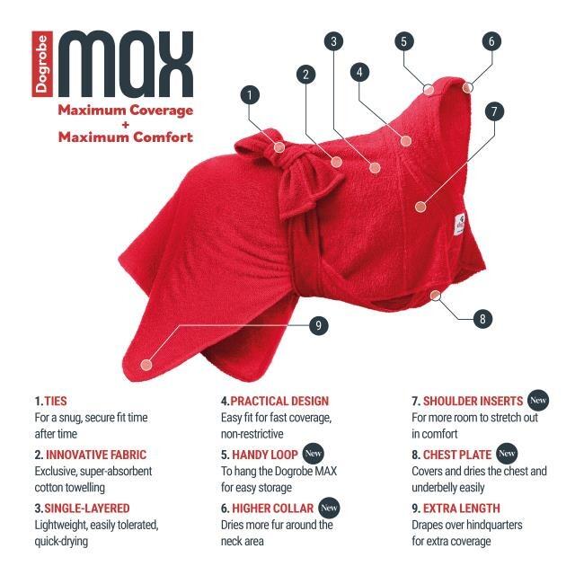 Red Dogrobe MAX - Drying Coat for Dogs