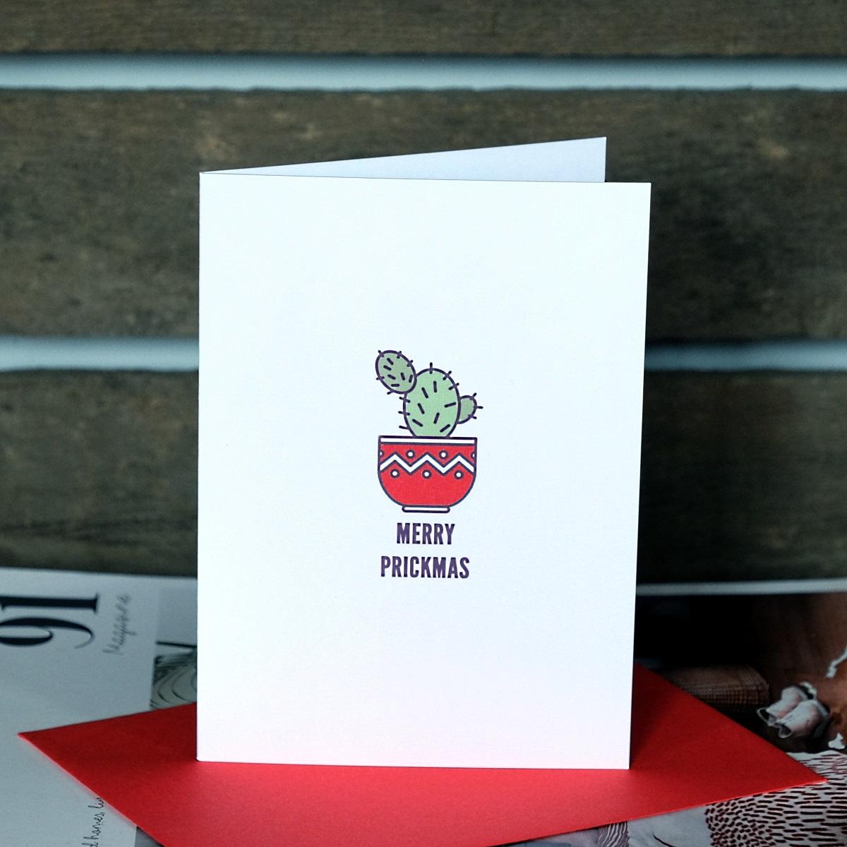 Merry Prickmas Christmas Card at Albert & Moo