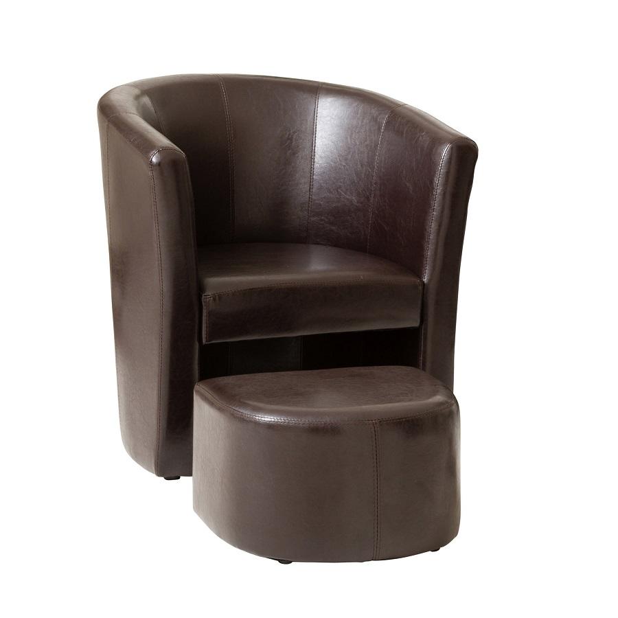 Ledbury Pu Leather Tub Chair With Footstool, Leather Tub Chair Swivel