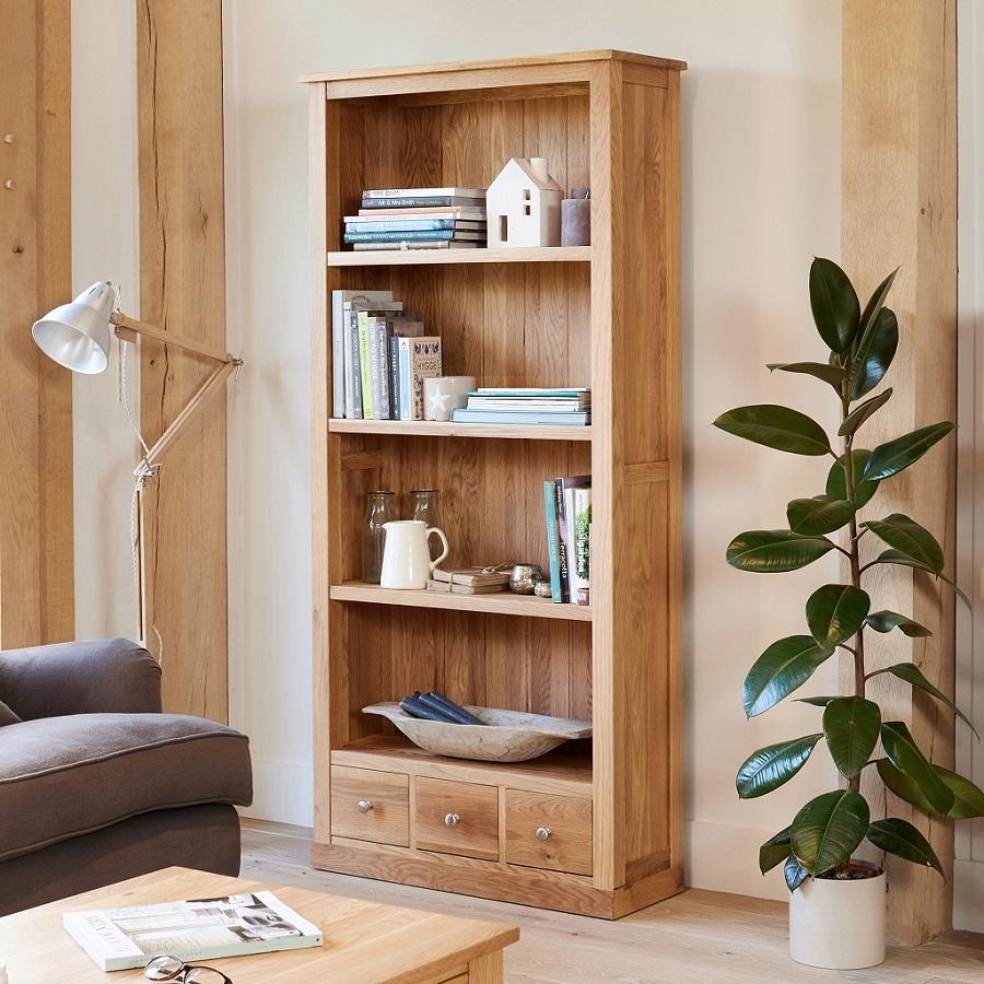 Classic Oak Bookcase With Drawers