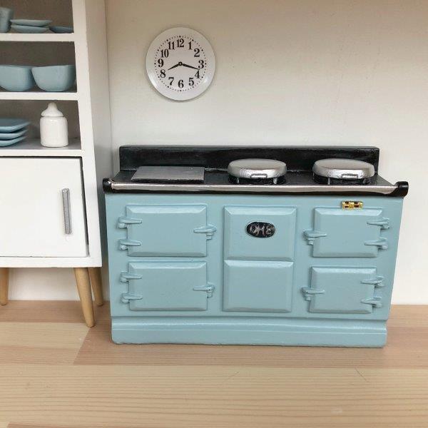 1/12th scale DOLLS HOUSE NON WORKING RESIN GREEN AGA STYLE STOVE H30 
