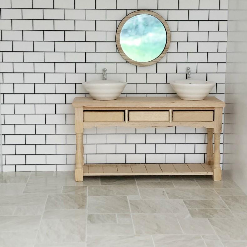 Dolls House White Marble Tile Sheet Miniature Bathroom Kitchen Flooring