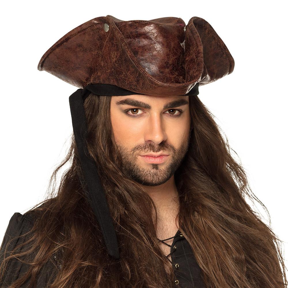 Pirate Neptune Tricorn Hat Brown