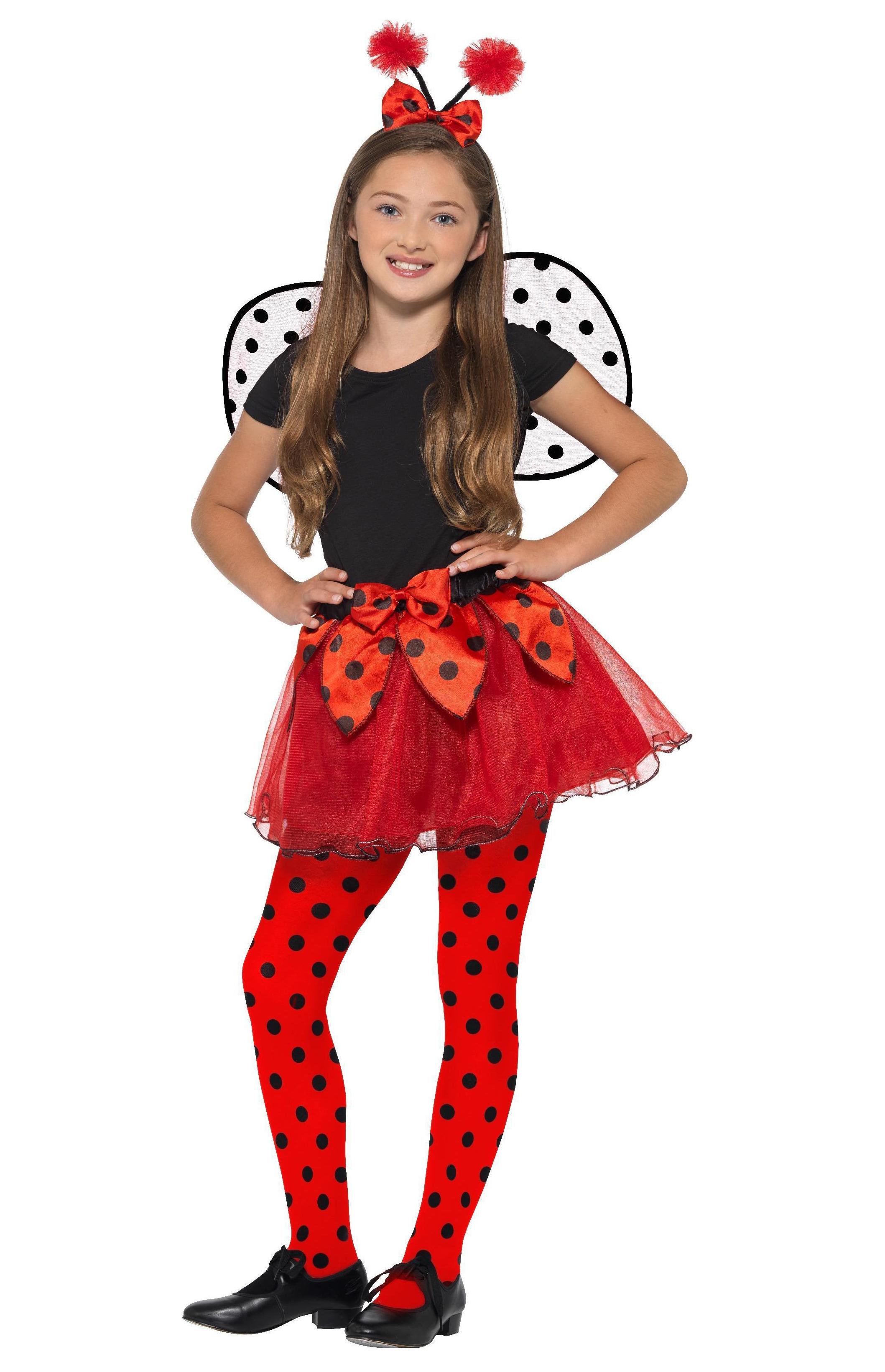 Kids Fancy Dress Party Accessory Fairy Girls Black Spotted Ladybird Wings Red Uk