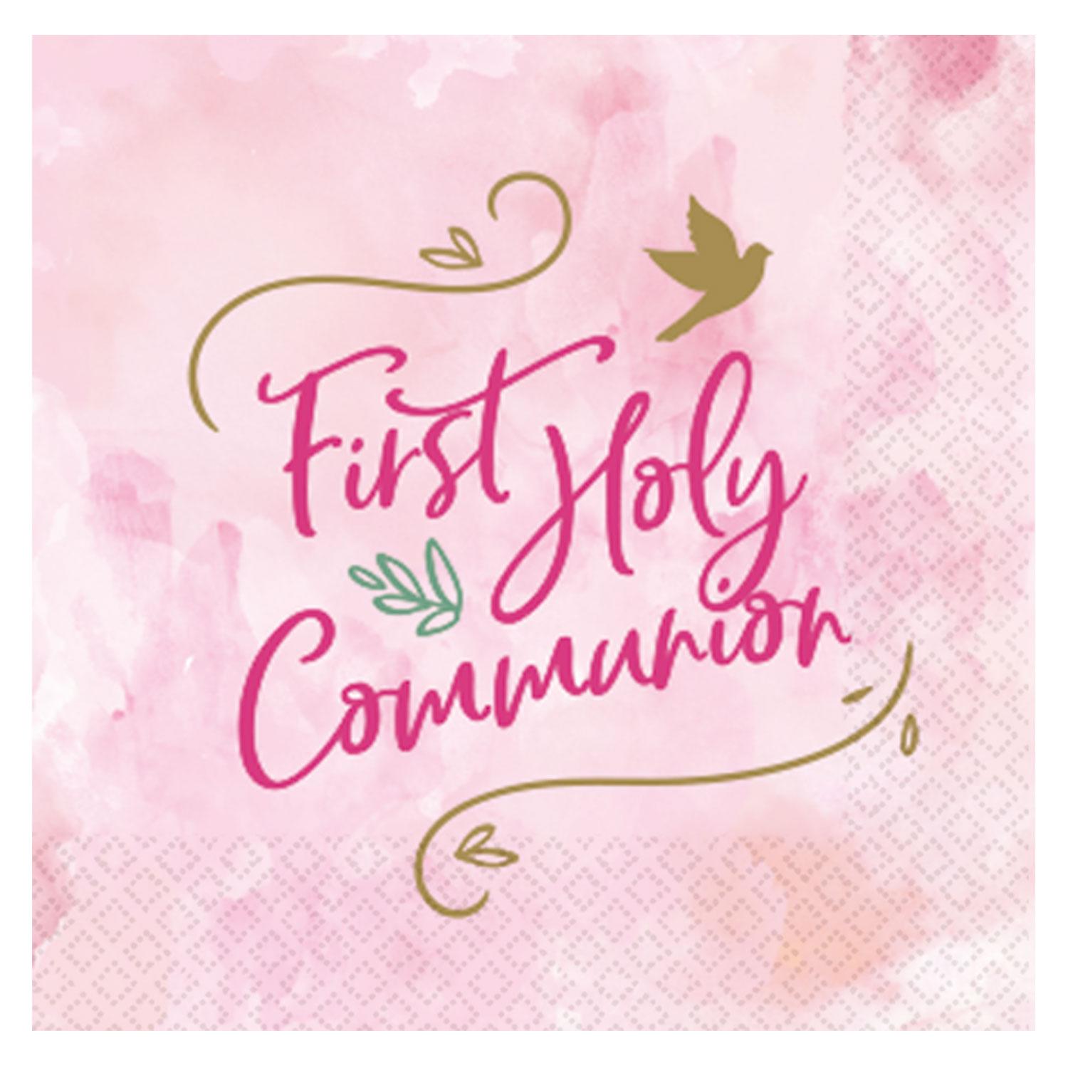 Paper Napkins First Holy Communion Pink